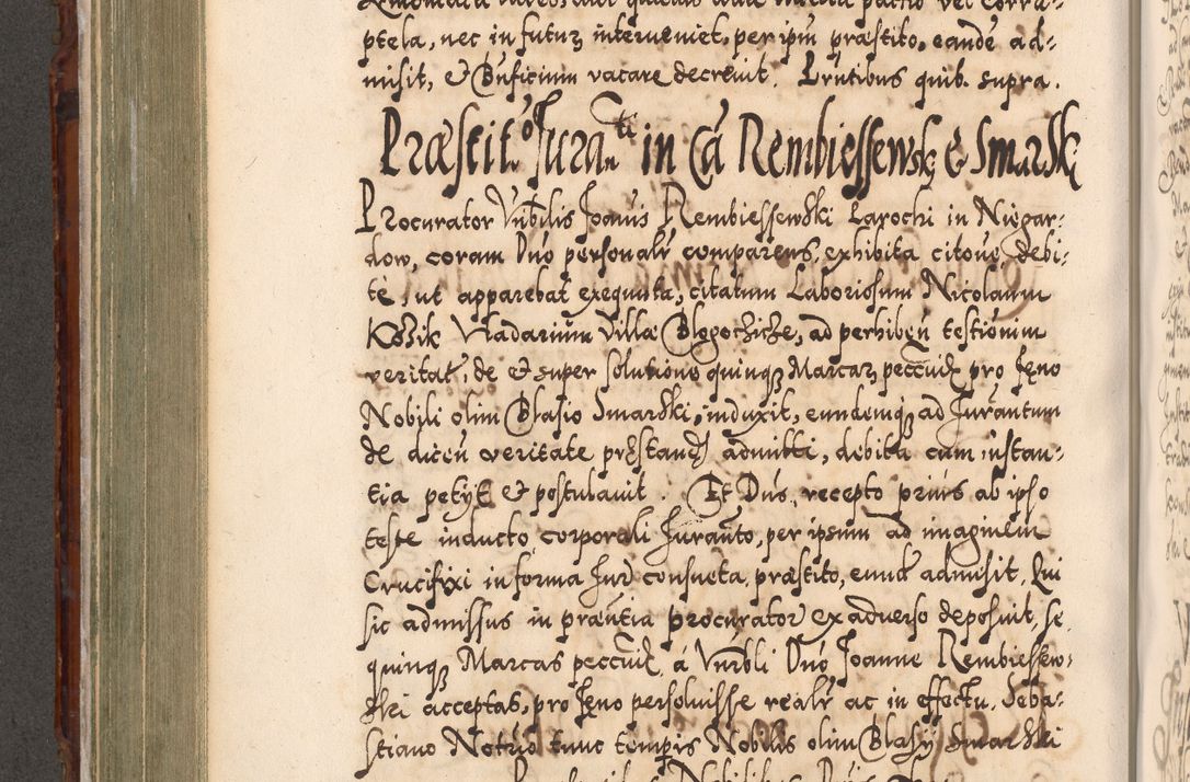 Zdjęcie nr 483 dla obiektu archiwalnego: Illistrissimo et revedissimo in Christo Patre Domino Domino Georgio Rzadziwił Miserone Divina Sacrostae R. E. Tituli S. Sixti Presbitero Cardinali Duce in Olyka et Niesswiesz ad Gubernacula Ecclessiae Cracoviensis cuius administratorialem a Sancta Sede Apostolica obtinverat feliciter sedente. Acta actorum, causarum, sententiarum tam deffinitivarum quam interloquutoriarum decretorum, obligationum, quietationum, recognitionum, constitutionum procuratorum etc. coram Reverendo Domino Stanislao Crassinskz de Crasne Archidiacono Cracoviensis, Scholastico Gnesnesis, Custode Plocensis etc. Vicario et Officiali Generali Cracoviensi in Ano Domini Millesimo Quingentesimo Nonagesimo Primo cuius indictio quarta pontificatus SS. Domini Nostri Gregorii XIIII Anno I psius prio feliciter incipiut