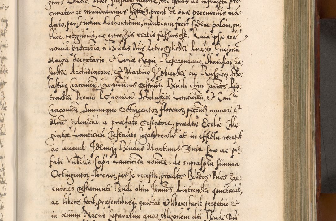Zdjęcie nr 454 dla obiektu archiwalnego: Illistrissimo et revedissimo in Christo Patre Domino Domino Georgio Rzadziwił Miserone Divina Sacrostae R. E. Tituli S. Sixti Presbitero Cardinali Duce in Olyka et Niesswiesz ad Gubernacula Ecclessiae Cracoviensis cuius administratorialem a Sancta Sede Apostolica obtinverat feliciter sedente. Acta actorum, causarum, sententiarum tam deffinitivarum quam interloquutoriarum decretorum, obligationum, quietationum, recognitionum, constitutionum procuratorum etc. coram Reverendo Domino Stanislao Crassinskz de Crasne Archidiacono Cracoviensis, Scholastico Gnesnesis, Custode Plocensis etc. Vicario et Officiali Generali Cracoviensi in Ano Domini Millesimo Quingentesimo Nonagesimo Primo cuius indictio quarta pontificatus SS. Domini Nostri Gregorii XIIII Anno I psius prio feliciter incipiut