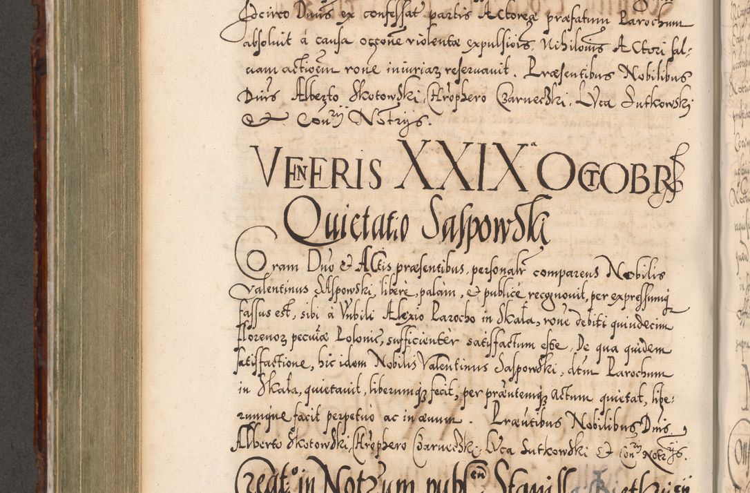 Zdjęcie nr 673 dla obiektu archiwalnego: Illistrissimo et revedissimo in Christo Patre Domino Domino Georgio Rzadziwił Miserone Divina Sacrostae R. E. Tituli S. Sixti Presbitero Cardinali Duce in Olyka et Niesswiesz ad Gubernacula Ecclessiae Cracoviensis cuius administratorialem a Sancta Sede Apostolica obtinverat feliciter sedente. Acta actorum, causarum, sententiarum tam deffinitivarum quam interloquutoriarum decretorum, obligationum, quietationum, recognitionum, constitutionum procuratorum etc. coram Reverendo Domino Stanislao Crassinskz de Crasne Archidiacono Cracoviensis, Scholastico Gnesnesis, Custode Plocensis etc. Vicario et Officiali Generali Cracoviensi in Ano Domini Millesimo Quingentesimo Nonagesimo Primo cuius indictio quarta pontificatus SS. Domini Nostri Gregorii XIIII Anno I psius prio feliciter incipiut