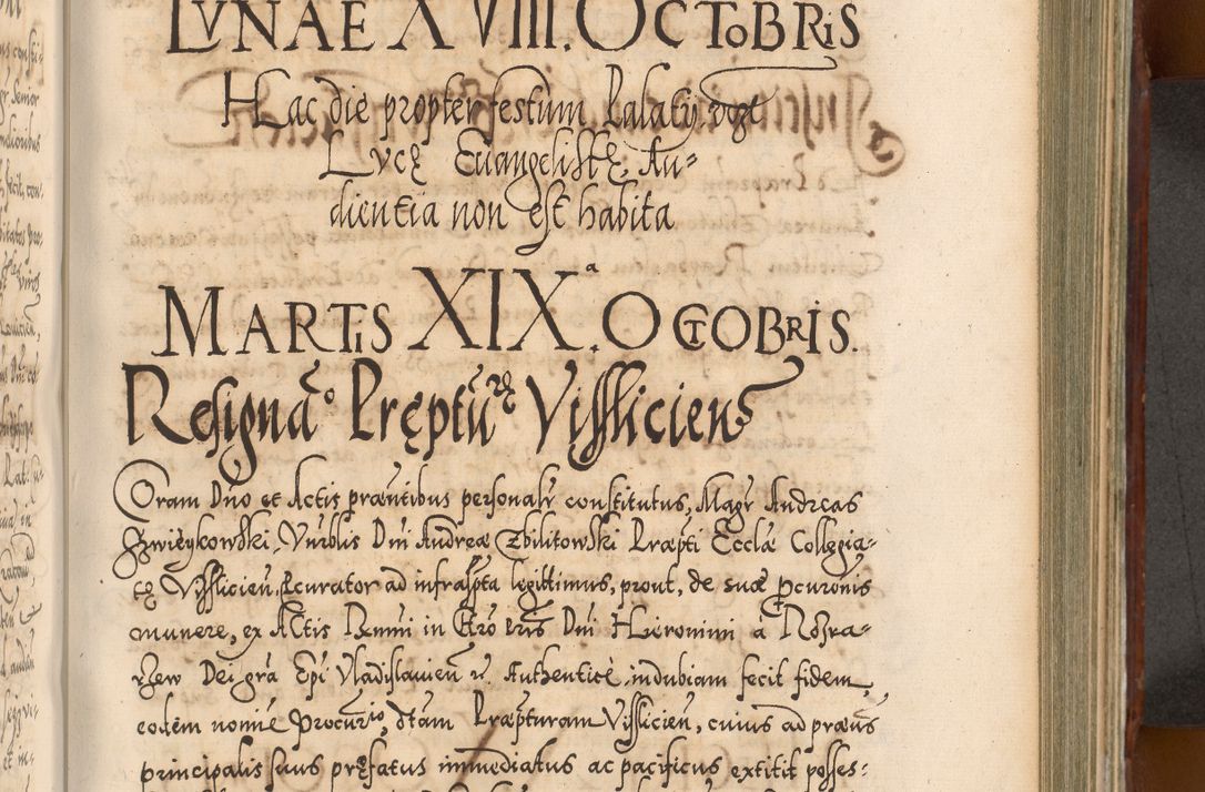 Zdjęcie nr 664 dla obiektu archiwalnego: Illistrissimo et revedissimo in Christo Patre Domino Domino Georgio Rzadziwił Miserone Divina Sacrostae R. E. Tituli S. Sixti Presbitero Cardinali Duce in Olyka et Niesswiesz ad Gubernacula Ecclessiae Cracoviensis cuius administratorialem a Sancta Sede Apostolica obtinverat feliciter sedente. Acta actorum, causarum, sententiarum tam deffinitivarum quam interloquutoriarum decretorum, obligationum, quietationum, recognitionum, constitutionum procuratorum etc. coram Reverendo Domino Stanislao Crassinskz de Crasne Archidiacono Cracoviensis, Scholastico Gnesnesis, Custode Plocensis etc. Vicario et Officiali Generali Cracoviensi in Ano Domini Millesimo Quingentesimo Nonagesimo Primo cuius indictio quarta pontificatus SS. Domini Nostri Gregorii XIIII Anno I psius prio feliciter incipiut