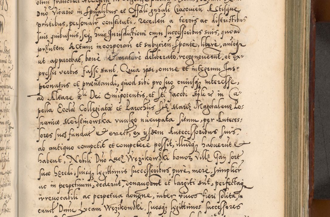 Zdjęcie nr 656 dla obiektu archiwalnego: Illistrissimo et revedissimo in Christo Patre Domino Domino Georgio Rzadziwił Miserone Divina Sacrostae R. E. Tituli S. Sixti Presbitero Cardinali Duce in Olyka et Niesswiesz ad Gubernacula Ecclessiae Cracoviensis cuius administratorialem a Sancta Sede Apostolica obtinverat feliciter sedente. Acta actorum, causarum, sententiarum tam deffinitivarum quam interloquutoriarum decretorum, obligationum, quietationum, recognitionum, constitutionum procuratorum etc. coram Reverendo Domino Stanislao Crassinskz de Crasne Archidiacono Cracoviensis, Scholastico Gnesnesis, Custode Plocensis etc. Vicario et Officiali Generali Cracoviensi in Ano Domini Millesimo Quingentesimo Nonagesimo Primo cuius indictio quarta pontificatus SS. Domini Nostri Gregorii XIIII Anno I psius prio feliciter incipiut