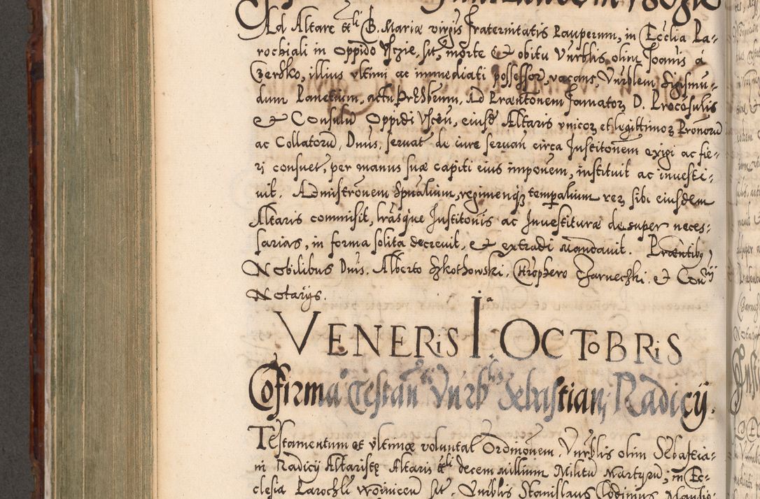 Zdjęcie nr 641 dla obiektu archiwalnego: Illistrissimo et revedissimo in Christo Patre Domino Domino Georgio Rzadziwił Miserone Divina Sacrostae R. E. Tituli S. Sixti Presbitero Cardinali Duce in Olyka et Niesswiesz ad Gubernacula Ecclessiae Cracoviensis cuius administratorialem a Sancta Sede Apostolica obtinverat feliciter sedente. Acta actorum, causarum, sententiarum tam deffinitivarum quam interloquutoriarum decretorum, obligationum, quietationum, recognitionum, constitutionum procuratorum etc. coram Reverendo Domino Stanislao Crassinskz de Crasne Archidiacono Cracoviensis, Scholastico Gnesnesis, Custode Plocensis etc. Vicario et Officiali Generali Cracoviensi in Ano Domini Millesimo Quingentesimo Nonagesimo Primo cuius indictio quarta pontificatus SS. Domini Nostri Gregorii XIIII Anno I psius prio feliciter incipiut