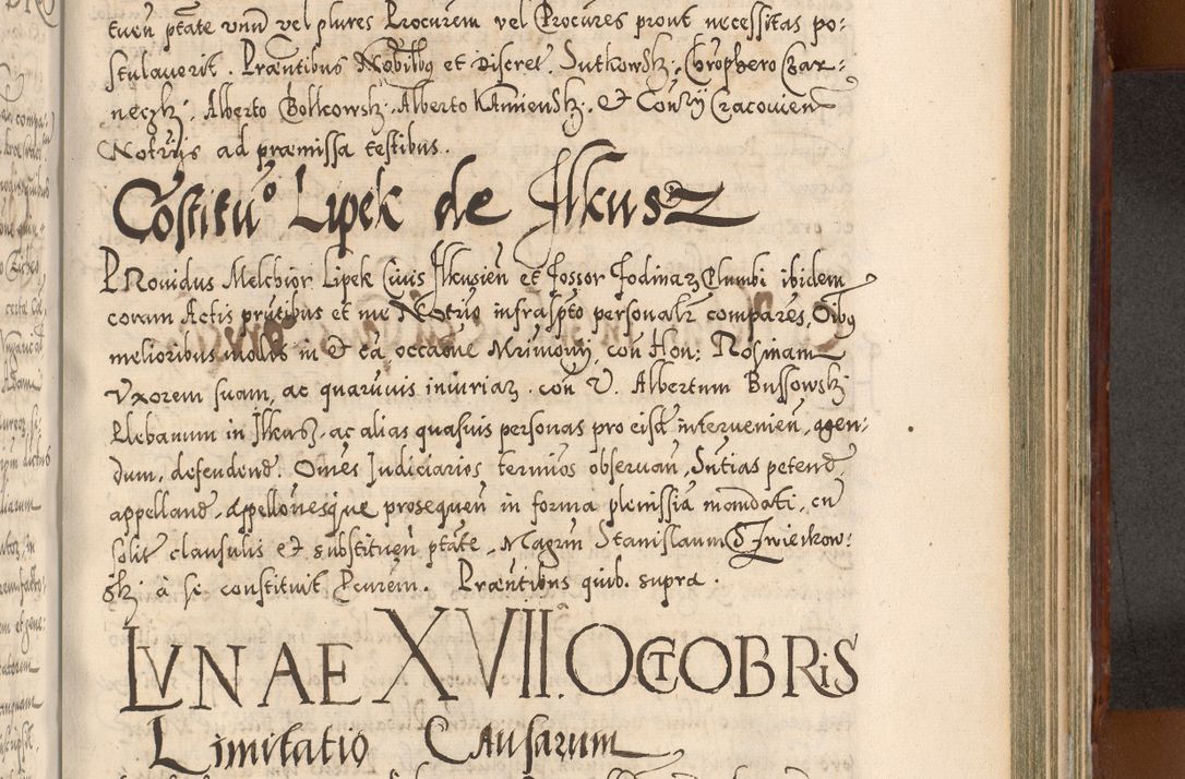 Zdjęcie nr 960 dla obiektu archiwalnego: Illistrissimo et revedissimo in Christo Patre Domino Domino Georgio Rzadziwił Miserone Divina Sacrostae R. E. Tituli S. Sixti Presbitero Cardinali Duce in Olyka et Niesswiesz ad Gubernacula Ecclessiae Cracoviensis cuius administratorialem a Sancta Sede Apostolica obtinverat feliciter sedente. Acta actorum, causarum, sententiarum tam deffinitivarum quam interloquutoriarum decretorum, obligationum, quietationum, recognitionum, constitutionum procuratorum etc. coram Reverendo Domino Stanislao Crassinskz de Crasne Archidiacono Cracoviensis, Scholastico Gnesnesis, Custode Plocensis etc. Vicario et Officiali Generali Cracoviensi in Ano Domini Millesimo Quingentesimo Nonagesimo Primo cuius indictio quarta pontificatus SS. Domini Nostri Gregorii XIIII Anno I psius prio feliciter incipiut