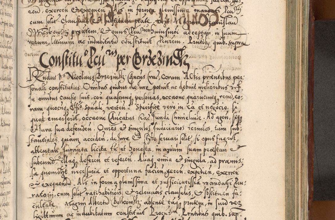 Zdjęcie nr 958 dla obiektu archiwalnego: Illistrissimo et revedissimo in Christo Patre Domino Domino Georgio Rzadziwił Miserone Divina Sacrostae R. E. Tituli S. Sixti Presbitero Cardinali Duce in Olyka et Niesswiesz ad Gubernacula Ecclessiae Cracoviensis cuius administratorialem a Sancta Sede Apostolica obtinverat feliciter sedente. Acta actorum, causarum, sententiarum tam deffinitivarum quam interloquutoriarum decretorum, obligationum, quietationum, recognitionum, constitutionum procuratorum etc. coram Reverendo Domino Stanislao Crassinskz de Crasne Archidiacono Cracoviensis, Scholastico Gnesnesis, Custode Plocensis etc. Vicario et Officiali Generali Cracoviensi in Ano Domini Millesimo Quingentesimo Nonagesimo Primo cuius indictio quarta pontificatus SS. Domini Nostri Gregorii XIIII Anno I psius prio feliciter incipiut