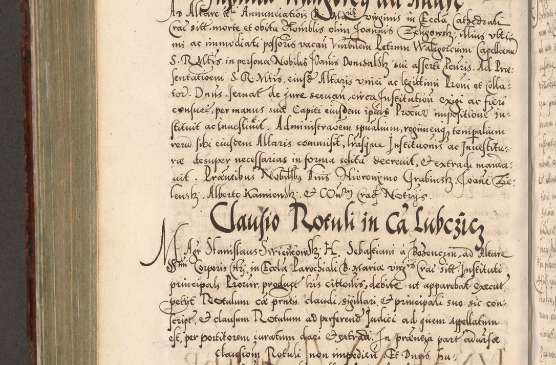 Zdjęcie nr 947 dla obiektu archiwalnego: Illistrissimo et revedissimo in Christo Patre Domino Domino Georgio Rzadziwił Miserone Divina Sacrostae R. E. Tituli S. Sixti Presbitero Cardinali Duce in Olyka et Niesswiesz ad Gubernacula Ecclessiae Cracoviensis cuius administratorialem a Sancta Sede Apostolica obtinverat feliciter sedente. Acta actorum, causarum, sententiarum tam deffinitivarum quam interloquutoriarum decretorum, obligationum, quietationum, recognitionum, constitutionum procuratorum etc. coram Reverendo Domino Stanislao Crassinskz de Crasne Archidiacono Cracoviensis, Scholastico Gnesnesis, Custode Plocensis etc. Vicario et Officiali Generali Cracoviensi in Ano Domini Millesimo Quingentesimo Nonagesimo Primo cuius indictio quarta pontificatus SS. Domini Nostri Gregorii XIIII Anno I psius prio feliciter incipiut
