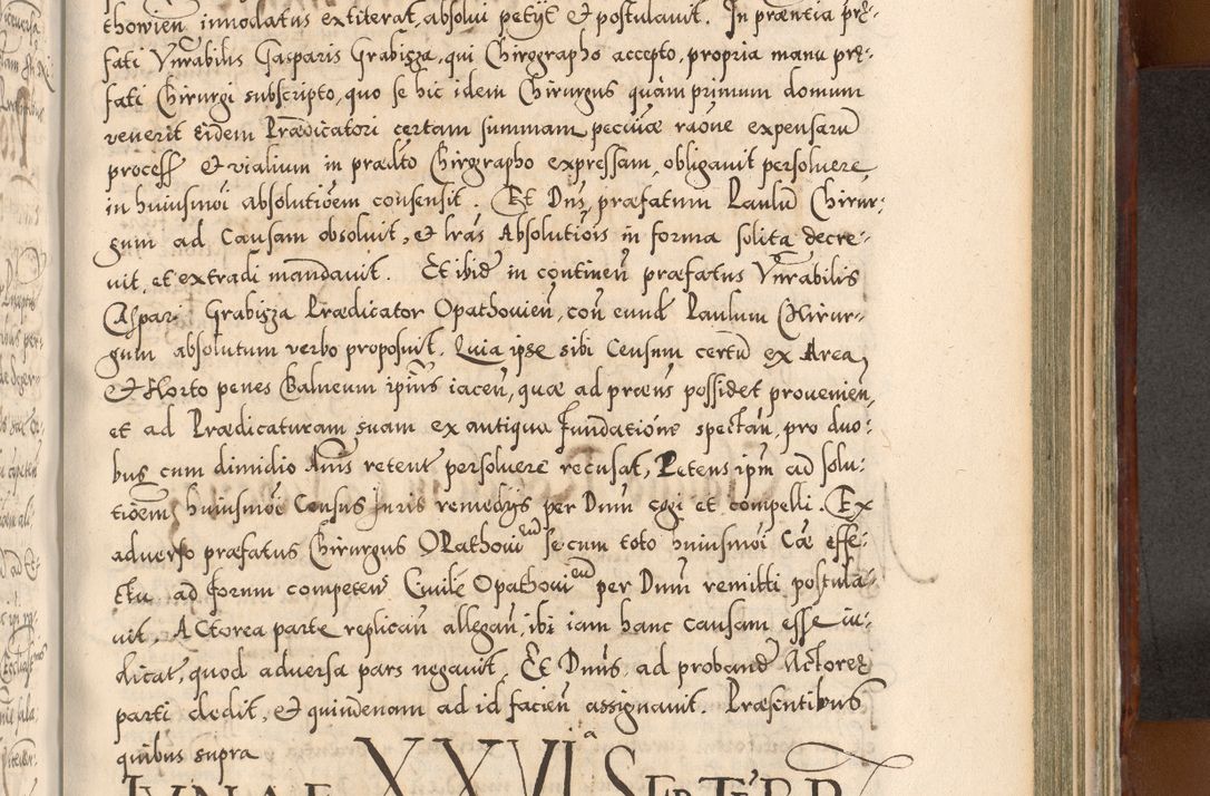 Zdjęcie nr 946 dla obiektu archiwalnego: Illistrissimo et revedissimo in Christo Patre Domino Domino Georgio Rzadziwił Miserone Divina Sacrostae R. E. Tituli S. Sixti Presbitero Cardinali Duce in Olyka et Niesswiesz ad Gubernacula Ecclessiae Cracoviensis cuius administratorialem a Sancta Sede Apostolica obtinverat feliciter sedente. Acta actorum, causarum, sententiarum tam deffinitivarum quam interloquutoriarum decretorum, obligationum, quietationum, recognitionum, constitutionum procuratorum etc. coram Reverendo Domino Stanislao Crassinskz de Crasne Archidiacono Cracoviensis, Scholastico Gnesnesis, Custode Plocensis etc. Vicario et Officiali Generali Cracoviensi in Ano Domini Millesimo Quingentesimo Nonagesimo Primo cuius indictio quarta pontificatus SS. Domini Nostri Gregorii XIIII Anno I psius prio feliciter incipiut