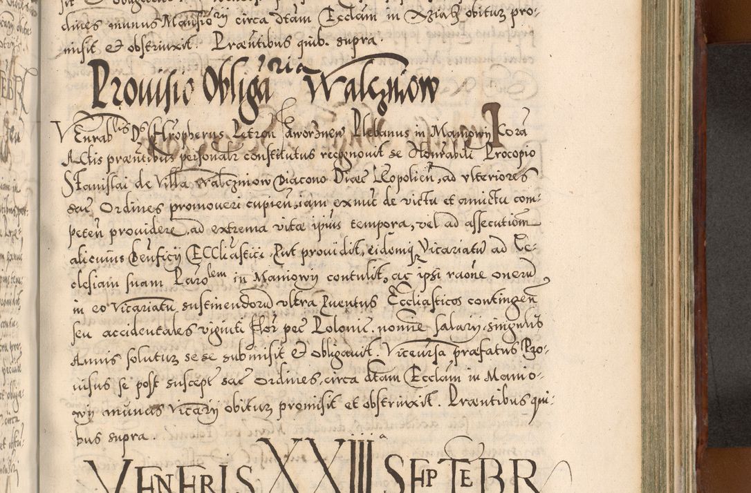 Zdjęcie nr 944 dla obiektu archiwalnego: Illistrissimo et revedissimo in Christo Patre Domino Domino Georgio Rzadziwił Miserone Divina Sacrostae R. E. Tituli S. Sixti Presbitero Cardinali Duce in Olyka et Niesswiesz ad Gubernacula Ecclessiae Cracoviensis cuius administratorialem a Sancta Sede Apostolica obtinverat feliciter sedente. Acta actorum, causarum, sententiarum tam deffinitivarum quam interloquutoriarum decretorum, obligationum, quietationum, recognitionum, constitutionum procuratorum etc. coram Reverendo Domino Stanislao Crassinskz de Crasne Archidiacono Cracoviensis, Scholastico Gnesnesis, Custode Plocensis etc. Vicario et Officiali Generali Cracoviensi in Ano Domini Millesimo Quingentesimo Nonagesimo Primo cuius indictio quarta pontificatus SS. Domini Nostri Gregorii XIIII Anno I psius prio feliciter incipiut