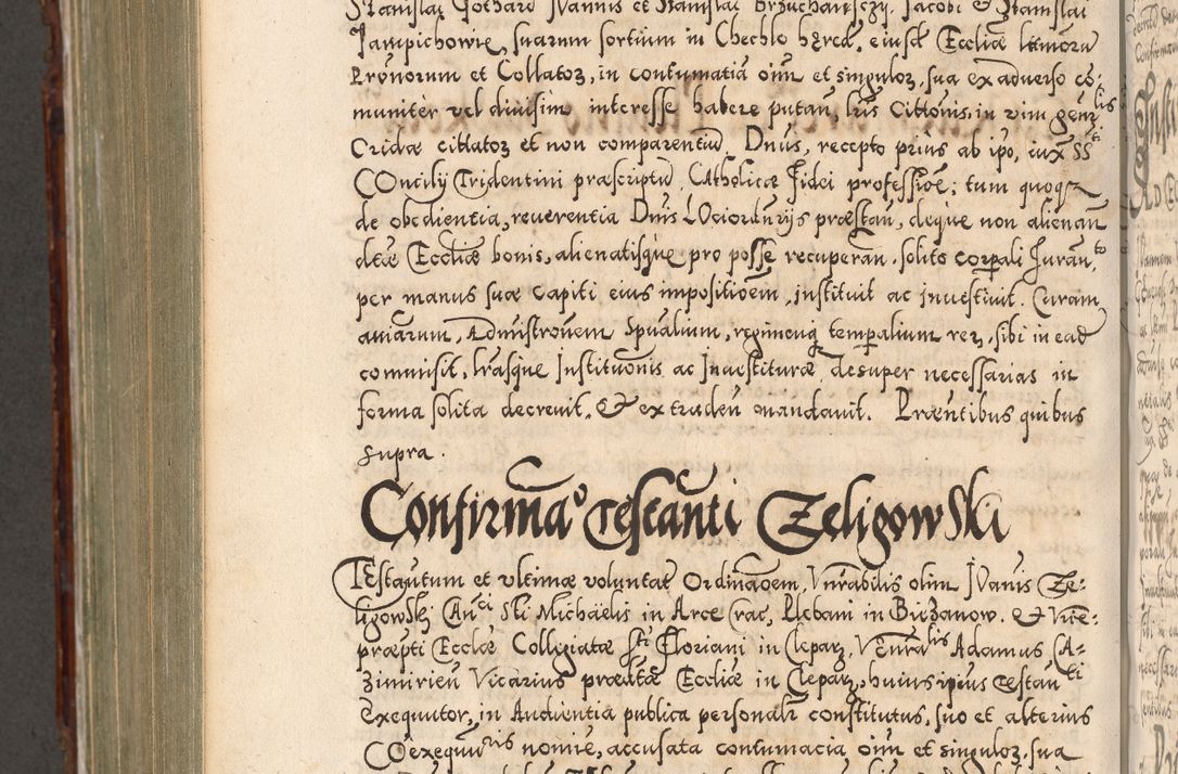 Zdjęcie nr 933 dla obiektu archiwalnego: Illistrissimo et revedissimo in Christo Patre Domino Domino Georgio Rzadziwił Miserone Divina Sacrostae R. E. Tituli S. Sixti Presbitero Cardinali Duce in Olyka et Niesswiesz ad Gubernacula Ecclessiae Cracoviensis cuius administratorialem a Sancta Sede Apostolica obtinverat feliciter sedente. Acta actorum, causarum, sententiarum tam deffinitivarum quam interloquutoriarum decretorum, obligationum, quietationum, recognitionum, constitutionum procuratorum etc. coram Reverendo Domino Stanislao Crassinskz de Crasne Archidiacono Cracoviensis, Scholastico Gnesnesis, Custode Plocensis etc. Vicario et Officiali Generali Cracoviensi in Ano Domini Millesimo Quingentesimo Nonagesimo Primo cuius indictio quarta pontificatus SS. Domini Nostri Gregorii XIIII Anno I psius prio feliciter incipiut