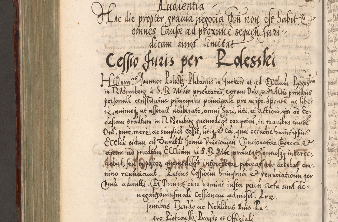 Zdjęcie nr 955 dla obiektu archiwalnego: Illistrissimo et revedissimo in Christo Patre Domino Domino Georgio Rzadziwił Miserone Divina Sacrostae R. E. Tituli S. Sixti Presbitero Cardinali Duce in Olyka et Niesswiesz ad Gubernacula Ecclessiae Cracoviensis cuius administratorialem a Sancta Sede Apostolica obtinverat feliciter sedente. Acta actorum, causarum, sententiarum tam deffinitivarum quam interloquutoriarum decretorum, obligationum, quietationum, recognitionum, constitutionum procuratorum etc. coram Reverendo Domino Stanislao Crassinskz de Crasne Archidiacono Cracoviensis, Scholastico Gnesnesis, Custode Plocensis etc. Vicario et Officiali Generali Cracoviensi in Ano Domini Millesimo Quingentesimo Nonagesimo Primo cuius indictio quarta pontificatus SS. Domini Nostri Gregorii XIIII Anno I psius prio feliciter incipiut