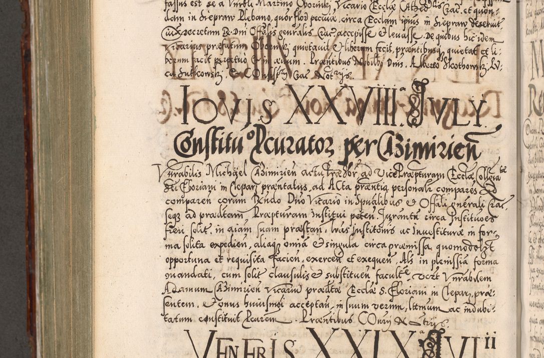 Zdjęcie nr 923 dla obiektu archiwalnego: Illistrissimo et revedissimo in Christo Patre Domino Domino Georgio Rzadziwił Miserone Divina Sacrostae R. E. Tituli S. Sixti Presbitero Cardinali Duce in Olyka et Niesswiesz ad Gubernacula Ecclessiae Cracoviensis cuius administratorialem a Sancta Sede Apostolica obtinverat feliciter sedente. Acta actorum, causarum, sententiarum tam deffinitivarum quam interloquutoriarum decretorum, obligationum, quietationum, recognitionum, constitutionum procuratorum etc. coram Reverendo Domino Stanislao Crassinskz de Crasne Archidiacono Cracoviensis, Scholastico Gnesnesis, Custode Plocensis etc. Vicario et Officiali Generali Cracoviensi in Ano Domini Millesimo Quingentesimo Nonagesimo Primo cuius indictio quarta pontificatus SS. Domini Nostri Gregorii XIIII Anno I psius prio feliciter incipiut