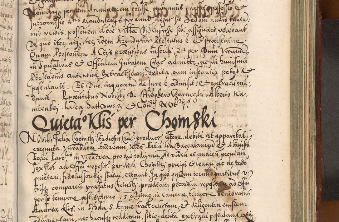 Zdjęcie nr 914 dla obiektu archiwalnego: Illistrissimo et revedissimo in Christo Patre Domino Domino Georgio Rzadziwił Miserone Divina Sacrostae R. E. Tituli S. Sixti Presbitero Cardinali Duce in Olyka et Niesswiesz ad Gubernacula Ecclessiae Cracoviensis cuius administratorialem a Sancta Sede Apostolica obtinverat feliciter sedente. Acta actorum, causarum, sententiarum tam deffinitivarum quam interloquutoriarum decretorum, obligationum, quietationum, recognitionum, constitutionum procuratorum etc. coram Reverendo Domino Stanislao Crassinskz de Crasne Archidiacono Cracoviensis, Scholastico Gnesnesis, Custode Plocensis etc. Vicario et Officiali Generali Cracoviensi in Ano Domini Millesimo Quingentesimo Nonagesimo Primo cuius indictio quarta pontificatus SS. Domini Nostri Gregorii XIIII Anno I psius prio feliciter incipiut