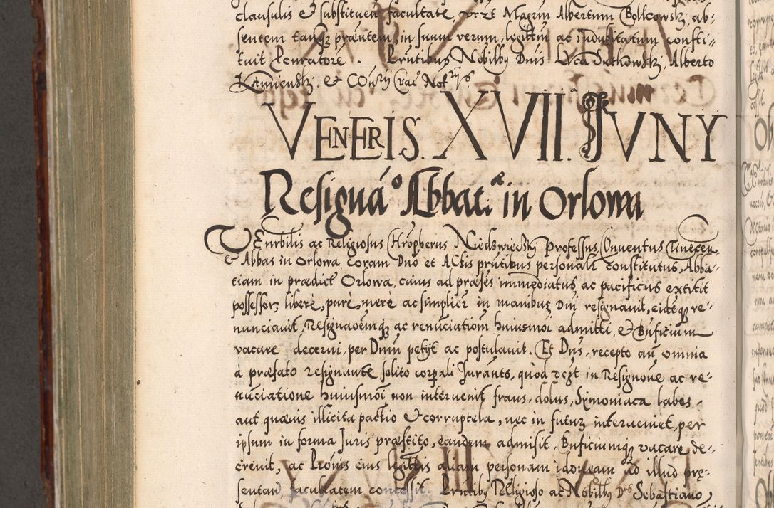 Zdjęcie nr 903 dla obiektu archiwalnego: Illistrissimo et revedissimo in Christo Patre Domino Domino Georgio Rzadziwił Miserone Divina Sacrostae R. E. Tituli S. Sixti Presbitero Cardinali Duce in Olyka et Niesswiesz ad Gubernacula Ecclessiae Cracoviensis cuius administratorialem a Sancta Sede Apostolica obtinverat feliciter sedente. Acta actorum, causarum, sententiarum tam deffinitivarum quam interloquutoriarum decretorum, obligationum, quietationum, recognitionum, constitutionum procuratorum etc. coram Reverendo Domino Stanislao Crassinskz de Crasne Archidiacono Cracoviensis, Scholastico Gnesnesis, Custode Plocensis etc. Vicario et Officiali Generali Cracoviensi in Ano Domini Millesimo Quingentesimo Nonagesimo Primo cuius indictio quarta pontificatus SS. Domini Nostri Gregorii XIIII Anno I psius prio feliciter incipiut