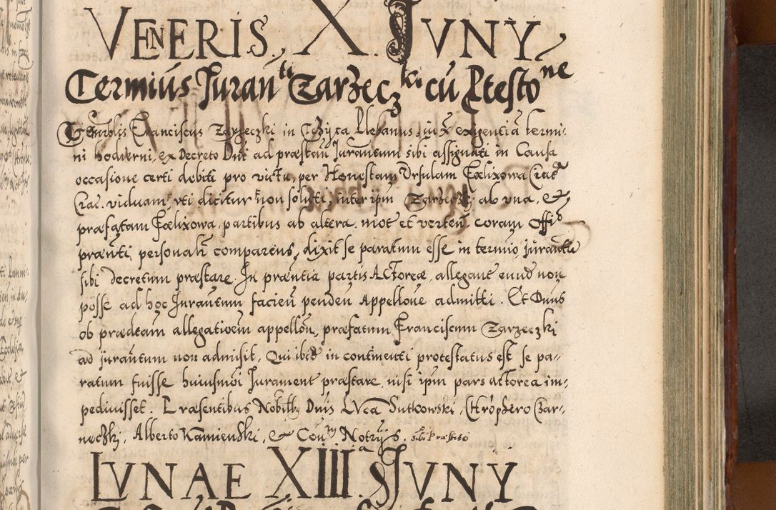 Zdjęcie nr 902 dla obiektu archiwalnego: Illistrissimo et revedissimo in Christo Patre Domino Domino Georgio Rzadziwił Miserone Divina Sacrostae R. E. Tituli S. Sixti Presbitero Cardinali Duce in Olyka et Niesswiesz ad Gubernacula Ecclessiae Cracoviensis cuius administratorialem a Sancta Sede Apostolica obtinverat feliciter sedente. Acta actorum, causarum, sententiarum tam deffinitivarum quam interloquutoriarum decretorum, obligationum, quietationum, recognitionum, constitutionum procuratorum etc. coram Reverendo Domino Stanislao Crassinskz de Crasne Archidiacono Cracoviensis, Scholastico Gnesnesis, Custode Plocensis etc. Vicario et Officiali Generali Cracoviensi in Ano Domini Millesimo Quingentesimo Nonagesimo Primo cuius indictio quarta pontificatus SS. Domini Nostri Gregorii XIIII Anno I psius prio feliciter incipiut