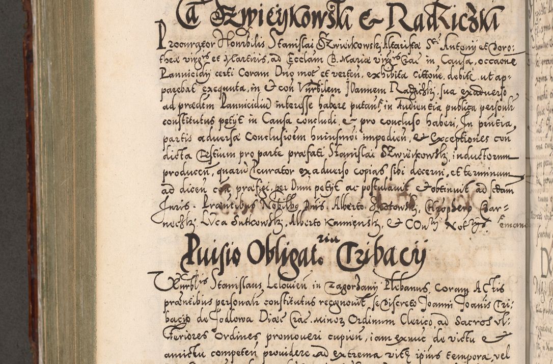 Zdjęcie nr 897 dla obiektu archiwalnego: Illistrissimo et revedissimo in Christo Patre Domino Domino Georgio Rzadziwił Miserone Divina Sacrostae R. E. Tituli S. Sixti Presbitero Cardinali Duce in Olyka et Niesswiesz ad Gubernacula Ecclessiae Cracoviensis cuius administratorialem a Sancta Sede Apostolica obtinverat feliciter sedente. Acta actorum, causarum, sententiarum tam deffinitivarum quam interloquutoriarum decretorum, obligationum, quietationum, recognitionum, constitutionum procuratorum etc. coram Reverendo Domino Stanislao Crassinskz de Crasne Archidiacono Cracoviensis, Scholastico Gnesnesis, Custode Plocensis etc. Vicario et Officiali Generali Cracoviensi in Ano Domini Millesimo Quingentesimo Nonagesimo Primo cuius indictio quarta pontificatus SS. Domini Nostri Gregorii XIIII Anno I psius prio feliciter incipiut