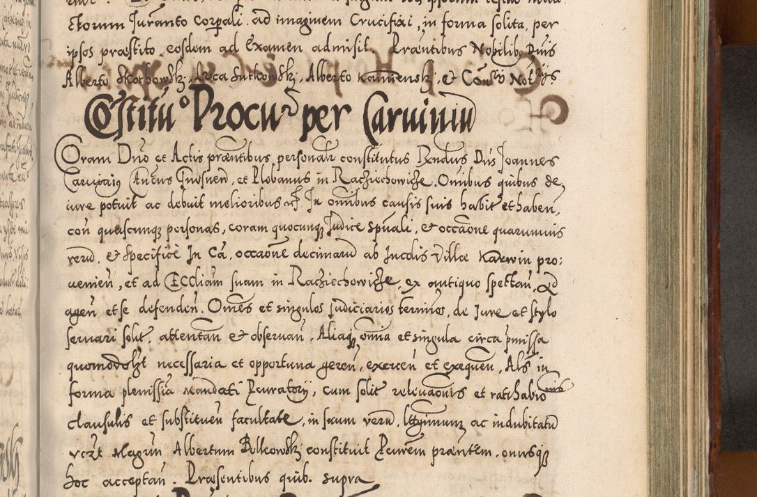 Zdjęcie nr 888 dla obiektu archiwalnego: Illistrissimo et revedissimo in Christo Patre Domino Domino Georgio Rzadziwił Miserone Divina Sacrostae R. E. Tituli S. Sixti Presbitero Cardinali Duce in Olyka et Niesswiesz ad Gubernacula Ecclessiae Cracoviensis cuius administratorialem a Sancta Sede Apostolica obtinverat feliciter sedente. Acta actorum, causarum, sententiarum tam deffinitivarum quam interloquutoriarum decretorum, obligationum, quietationum, recognitionum, constitutionum procuratorum etc. coram Reverendo Domino Stanislao Crassinskz de Crasne Archidiacono Cracoviensis, Scholastico Gnesnesis, Custode Plocensis etc. Vicario et Officiali Generali Cracoviensi in Ano Domini Millesimo Quingentesimo Nonagesimo Primo cuius indictio quarta pontificatus SS. Domini Nostri Gregorii XIIII Anno I psius prio feliciter incipiut