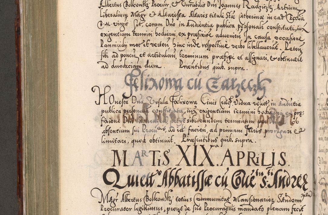Zdjęcie nr 869 dla obiektu archiwalnego: Illistrissimo et revedissimo in Christo Patre Domino Domino Georgio Rzadziwił Miserone Divina Sacrostae R. E. Tituli S. Sixti Presbitero Cardinali Duce in Olyka et Niesswiesz ad Gubernacula Ecclessiae Cracoviensis cuius administratorialem a Sancta Sede Apostolica obtinverat feliciter sedente. Acta actorum, causarum, sententiarum tam deffinitivarum quam interloquutoriarum decretorum, obligationum, quietationum, recognitionum, constitutionum procuratorum etc. coram Reverendo Domino Stanislao Crassinskz de Crasne Archidiacono Cracoviensis, Scholastico Gnesnesis, Custode Plocensis etc. Vicario et Officiali Generali Cracoviensi in Ano Domini Millesimo Quingentesimo Nonagesimo Primo cuius indictio quarta pontificatus SS. Domini Nostri Gregorii XIIII Anno I psius prio feliciter incipiut