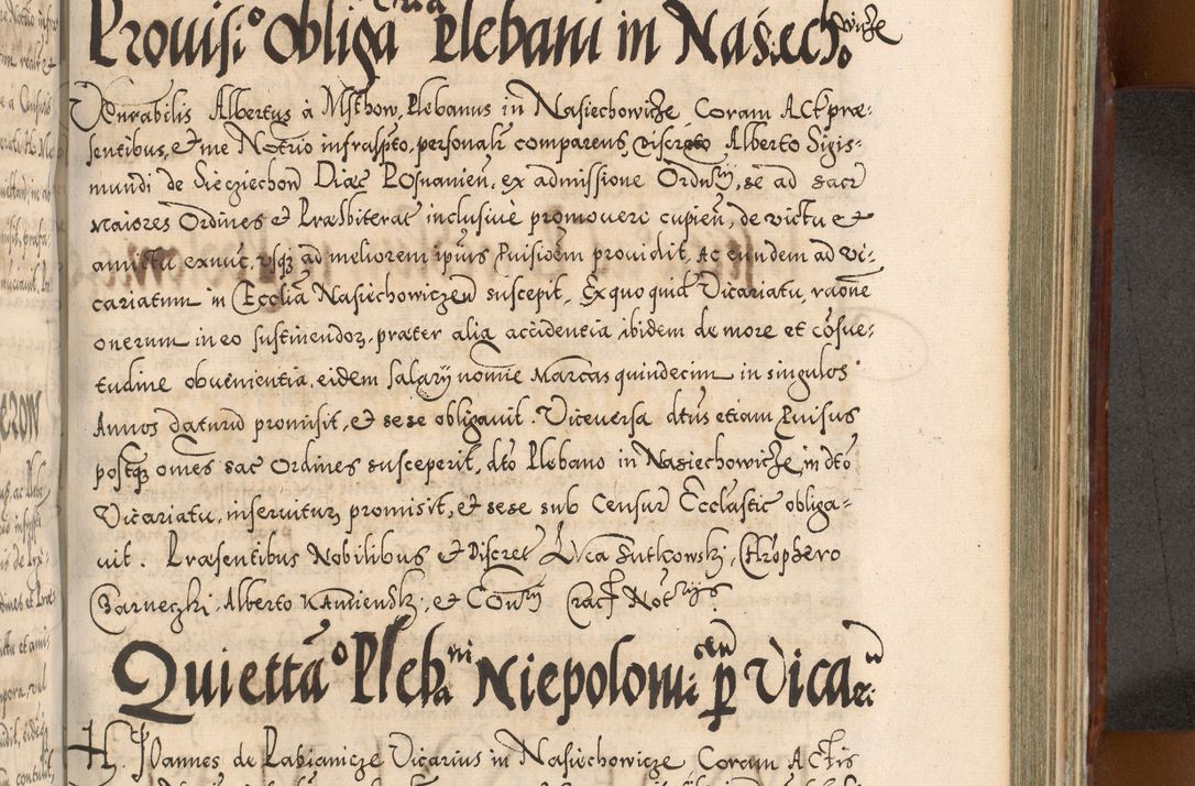Zdjęcie nr 846 dla obiektu archiwalnego: Illistrissimo et revedissimo in Christo Patre Domino Domino Georgio Rzadziwił Miserone Divina Sacrostae R. E. Tituli S. Sixti Presbitero Cardinali Duce in Olyka et Niesswiesz ad Gubernacula Ecclessiae Cracoviensis cuius administratorialem a Sancta Sede Apostolica obtinverat feliciter sedente. Acta actorum, causarum, sententiarum tam deffinitivarum quam interloquutoriarum decretorum, obligationum, quietationum, recognitionum, constitutionum procuratorum etc. coram Reverendo Domino Stanislao Crassinskz de Crasne Archidiacono Cracoviensis, Scholastico Gnesnesis, Custode Plocensis etc. Vicario et Officiali Generali Cracoviensi in Ano Domini Millesimo Quingentesimo Nonagesimo Primo cuius indictio quarta pontificatus SS. Domini Nostri Gregorii XIIII Anno I psius prio feliciter incipiut