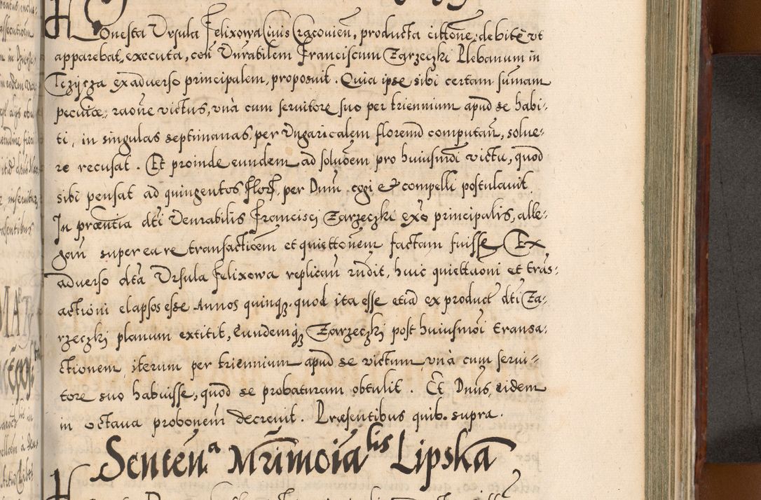Zdjęcie nr 842 dla obiektu archiwalnego: Illistrissimo et revedissimo in Christo Patre Domino Domino Georgio Rzadziwił Miserone Divina Sacrostae R. E. Tituli S. Sixti Presbitero Cardinali Duce in Olyka et Niesswiesz ad Gubernacula Ecclessiae Cracoviensis cuius administratorialem a Sancta Sede Apostolica obtinverat feliciter sedente. Acta actorum, causarum, sententiarum tam deffinitivarum quam interloquutoriarum decretorum, obligationum, quietationum, recognitionum, constitutionum procuratorum etc. coram Reverendo Domino Stanislao Crassinskz de Crasne Archidiacono Cracoviensis, Scholastico Gnesnesis, Custode Plocensis etc. Vicario et Officiali Generali Cracoviensi in Ano Domini Millesimo Quingentesimo Nonagesimo Primo cuius indictio quarta pontificatus SS. Domini Nostri Gregorii XIIII Anno I psius prio feliciter incipiut