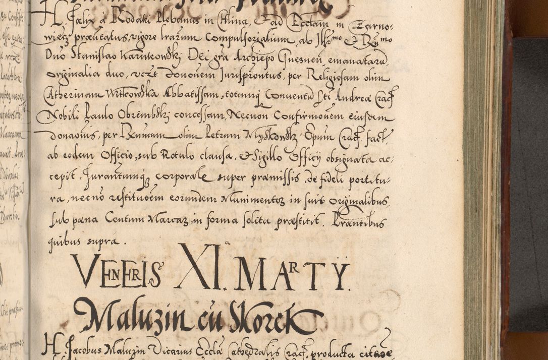 Zdjęcie nr 834 dla obiektu archiwalnego: Illistrissimo et revedissimo in Christo Patre Domino Domino Georgio Rzadziwił Miserone Divina Sacrostae R. E. Tituli S. Sixti Presbitero Cardinali Duce in Olyka et Niesswiesz ad Gubernacula Ecclessiae Cracoviensis cuius administratorialem a Sancta Sede Apostolica obtinverat feliciter sedente. Acta actorum, causarum, sententiarum tam deffinitivarum quam interloquutoriarum decretorum, obligationum, quietationum, recognitionum, constitutionum procuratorum etc. coram Reverendo Domino Stanislao Crassinskz de Crasne Archidiacono Cracoviensis, Scholastico Gnesnesis, Custode Plocensis etc. Vicario et Officiali Generali Cracoviensi in Ano Domini Millesimo Quingentesimo Nonagesimo Primo cuius indictio quarta pontificatus SS. Domini Nostri Gregorii XIIII Anno I psius prio feliciter incipiut
