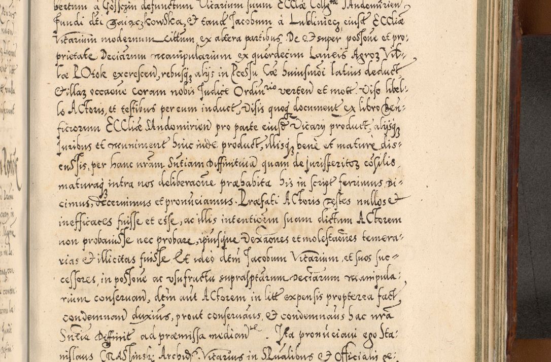 Zdjęcie nr 1083 dla obiektu archiwalnego: Illistrissimo et revedissimo in Christo Patre Domino Domino Georgio Rzadziwił Miserone Divina Sacrostae R. E. Tituli S. Sixti Presbitero Cardinali Duce in Olyka et Niesswiesz ad Gubernacula Ecclessiae Cracoviensis cuius administratorialem a Sancta Sede Apostolica obtinverat feliciter sedente. Acta actorum, causarum, sententiarum tam deffinitivarum quam interloquutoriarum decretorum, obligationum, quietationum, recognitionum, constitutionum procuratorum etc. coram Reverendo Domino Stanislao Crassinskz de Crasne Archidiacono Cracoviensis, Scholastico Gnesnesis, Custode Plocensis etc. Vicario et Officiali Generali Cracoviensi in Ano Domini Millesimo Quingentesimo Nonagesimo Primo cuius indictio quarta pontificatus SS. Domini Nostri Gregorii XIIII Anno I psius prio feliciter incipiut