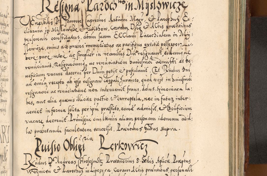 Zdjęcie nr 1044 dla obiektu archiwalnego: Illistrissimo et revedissimo in Christo Patre Domino Domino Georgio Rzadziwił Miserone Divina Sacrostae R. E. Tituli S. Sixti Presbitero Cardinali Duce in Olyka et Niesswiesz ad Gubernacula Ecclessiae Cracoviensis cuius administratorialem a Sancta Sede Apostolica obtinverat feliciter sedente. Acta actorum, causarum, sententiarum tam deffinitivarum quam interloquutoriarum decretorum, obligationum, quietationum, recognitionum, constitutionum procuratorum etc. coram Reverendo Domino Stanislao Crassinskz de Crasne Archidiacono Cracoviensis, Scholastico Gnesnesis, Custode Plocensis etc. Vicario et Officiali Generali Cracoviensi in Ano Domini Millesimo Quingentesimo Nonagesimo Primo cuius indictio quarta pontificatus SS. Domini Nostri Gregorii XIIII Anno I psius prio feliciter incipiut