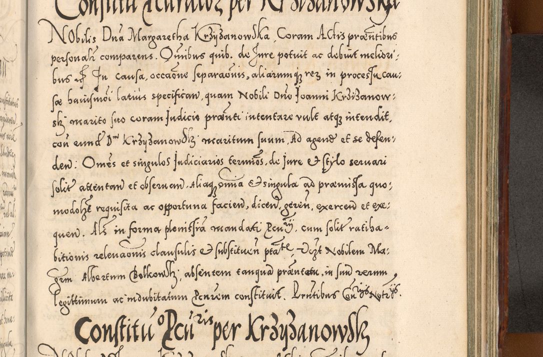 Zdjęcie nr 1030 dla obiektu archiwalnego: Illistrissimo et revedissimo in Christo Patre Domino Domino Georgio Rzadziwił Miserone Divina Sacrostae R. E. Tituli S. Sixti Presbitero Cardinali Duce in Olyka et Niesswiesz ad Gubernacula Ecclessiae Cracoviensis cuius administratorialem a Sancta Sede Apostolica obtinverat feliciter sedente. Acta actorum, causarum, sententiarum tam deffinitivarum quam interloquutoriarum decretorum, obligationum, quietationum, recognitionum, constitutionum procuratorum etc. coram Reverendo Domino Stanislao Crassinskz de Crasne Archidiacono Cracoviensis, Scholastico Gnesnesis, Custode Plocensis etc. Vicario et Officiali Generali Cracoviensi in Ano Domini Millesimo Quingentesimo Nonagesimo Primo cuius indictio quarta pontificatus SS. Domini Nostri Gregorii XIIII Anno I psius prio feliciter incipiut