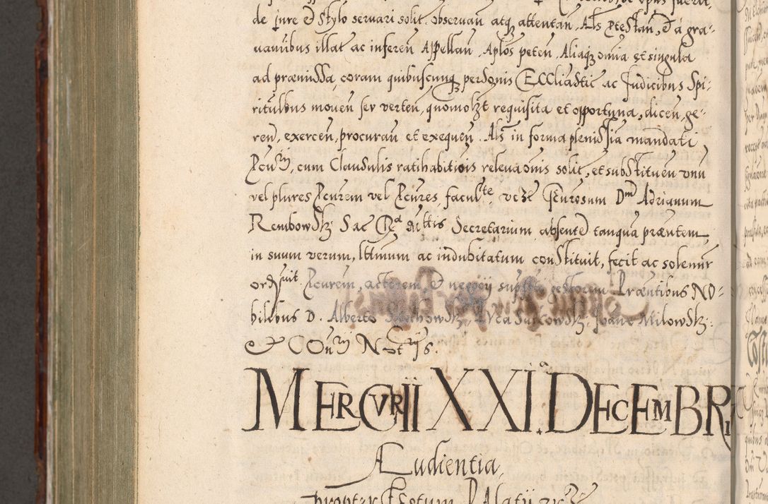 Zdjęcie nr 1021 dla obiektu archiwalnego: Illistrissimo et revedissimo in Christo Patre Domino Domino Georgio Rzadziwił Miserone Divina Sacrostae R. E. Tituli S. Sixti Presbitero Cardinali Duce in Olyka et Niesswiesz ad Gubernacula Ecclessiae Cracoviensis cuius administratorialem a Sancta Sede Apostolica obtinverat feliciter sedente. Acta actorum, causarum, sententiarum tam deffinitivarum quam interloquutoriarum decretorum, obligationum, quietationum, recognitionum, constitutionum procuratorum etc. coram Reverendo Domino Stanislao Crassinskz de Crasne Archidiacono Cracoviensis, Scholastico Gnesnesis, Custode Plocensis etc. Vicario et Officiali Generali Cracoviensi in Ano Domini Millesimo Quingentesimo Nonagesimo Primo cuius indictio quarta pontificatus SS. Domini Nostri Gregorii XIIII Anno I psius prio feliciter incipiut