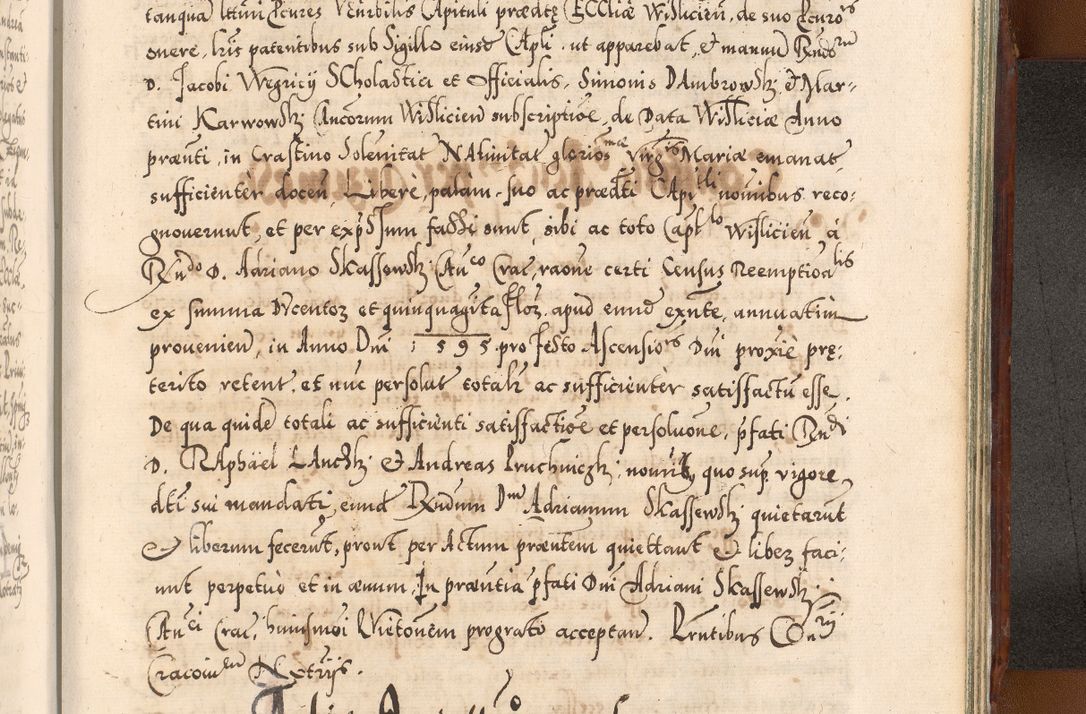 Zdjęcie nr 1196 dla obiektu archiwalnego: Illistrissimo et revedissimo in Christo Patre Domino Domino Georgio Rzadziwił Miserone Divina Sacrostae R. E. Tituli S. Sixti Presbitero Cardinali Duce in Olyka et Niesswiesz ad Gubernacula Ecclessiae Cracoviensis cuius administratorialem a Sancta Sede Apostolica obtinverat feliciter sedente. Acta actorum, causarum, sententiarum tam deffinitivarum quam interloquutoriarum decretorum, obligationum, quietationum, recognitionum, constitutionum procuratorum etc. coram Reverendo Domino Stanislao Crassinskz de Crasne Archidiacono Cracoviensis, Scholastico Gnesnesis, Custode Plocensis etc. Vicario et Officiali Generali Cracoviensi in Ano Domini Millesimo Quingentesimo Nonagesimo Primo cuius indictio quarta pontificatus SS. Domini Nostri Gregorii XIIII Anno I psius prio feliciter incipiut