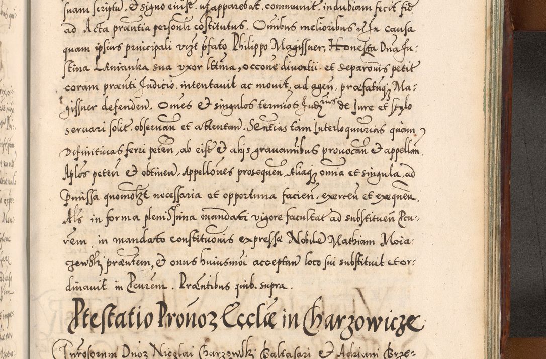 Zdjęcie nr 1178 dla obiektu archiwalnego: Illistrissimo et revedissimo in Christo Patre Domino Domino Georgio Rzadziwił Miserone Divina Sacrostae R. E. Tituli S. Sixti Presbitero Cardinali Duce in Olyka et Niesswiesz ad Gubernacula Ecclessiae Cracoviensis cuius administratorialem a Sancta Sede Apostolica obtinverat feliciter sedente. Acta actorum, causarum, sententiarum tam deffinitivarum quam interloquutoriarum decretorum, obligationum, quietationum, recognitionum, constitutionum procuratorum etc. coram Reverendo Domino Stanislao Crassinskz de Crasne Archidiacono Cracoviensis, Scholastico Gnesnesis, Custode Plocensis etc. Vicario et Officiali Generali Cracoviensi in Ano Domini Millesimo Quingentesimo Nonagesimo Primo cuius indictio quarta pontificatus SS. Domini Nostri Gregorii XIIII Anno I psius prio feliciter incipiut