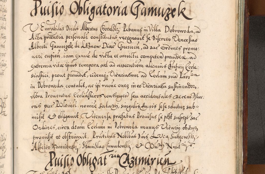 Zdjęcie nr 1174 dla obiektu archiwalnego: Illistrissimo et revedissimo in Christo Patre Domino Domino Georgio Rzadziwił Miserone Divina Sacrostae R. E. Tituli S. Sixti Presbitero Cardinali Duce in Olyka et Niesswiesz ad Gubernacula Ecclessiae Cracoviensis cuius administratorialem a Sancta Sede Apostolica obtinverat feliciter sedente. Acta actorum, causarum, sententiarum tam deffinitivarum quam interloquutoriarum decretorum, obligationum, quietationum, recognitionum, constitutionum procuratorum etc. coram Reverendo Domino Stanislao Crassinskz de Crasne Archidiacono Cracoviensis, Scholastico Gnesnesis, Custode Plocensis etc. Vicario et Officiali Generali Cracoviensi in Ano Domini Millesimo Quingentesimo Nonagesimo Primo cuius indictio quarta pontificatus SS. Domini Nostri Gregorii XIIII Anno I psius prio feliciter incipiut