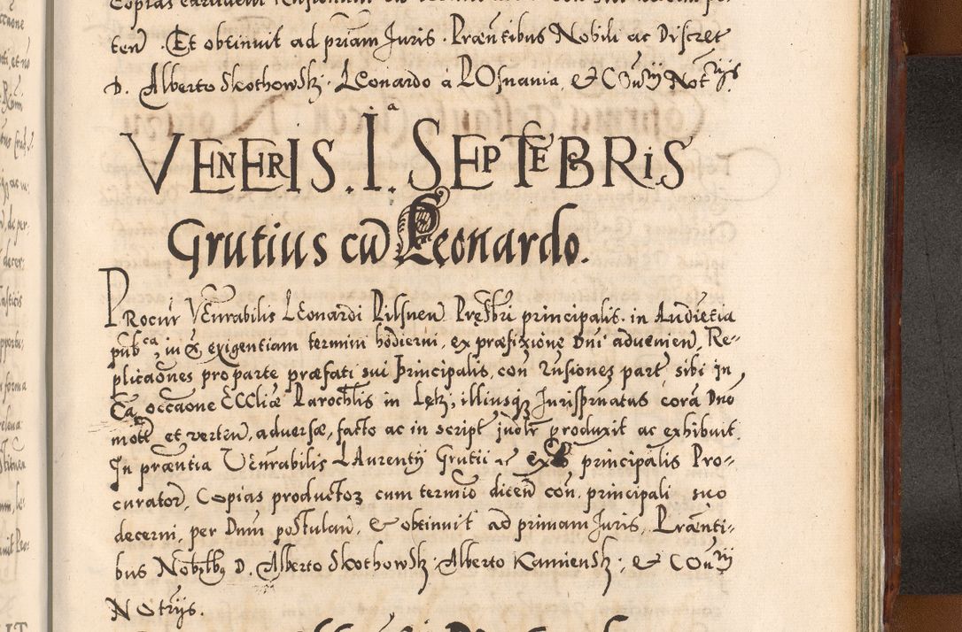 Zdjęcie nr 1168 dla obiektu archiwalnego: Illistrissimo et revedissimo in Christo Patre Domino Domino Georgio Rzadziwił Miserone Divina Sacrostae R. E. Tituli S. Sixti Presbitero Cardinali Duce in Olyka et Niesswiesz ad Gubernacula Ecclessiae Cracoviensis cuius administratorialem a Sancta Sede Apostolica obtinverat feliciter sedente. Acta actorum, causarum, sententiarum tam deffinitivarum quam interloquutoriarum decretorum, obligationum, quietationum, recognitionum, constitutionum procuratorum etc. coram Reverendo Domino Stanislao Crassinskz de Crasne Archidiacono Cracoviensis, Scholastico Gnesnesis, Custode Plocensis etc. Vicario et Officiali Generali Cracoviensi in Ano Domini Millesimo Quingentesimo Nonagesimo Primo cuius indictio quarta pontificatus SS. Domini Nostri Gregorii XIIII Anno I psius prio feliciter incipiut