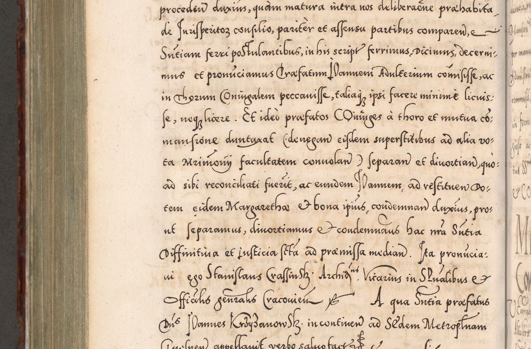 Zdjęcie nr 1149 dla obiektu archiwalnego: Illistrissimo et revedissimo in Christo Patre Domino Domino Georgio Rzadziwił Miserone Divina Sacrostae R. E. Tituli S. Sixti Presbitero Cardinali Duce in Olyka et Niesswiesz ad Gubernacula Ecclessiae Cracoviensis cuius administratorialem a Sancta Sede Apostolica obtinverat feliciter sedente. Acta actorum, causarum, sententiarum tam deffinitivarum quam interloquutoriarum decretorum, obligationum, quietationum, recognitionum, constitutionum procuratorum etc. coram Reverendo Domino Stanislao Crassinskz de Crasne Archidiacono Cracoviensis, Scholastico Gnesnesis, Custode Plocensis etc. Vicario et Officiali Generali Cracoviensi in Ano Domini Millesimo Quingentesimo Nonagesimo Primo cuius indictio quarta pontificatus SS. Domini Nostri Gregorii XIIII Anno I psius prio feliciter incipiut