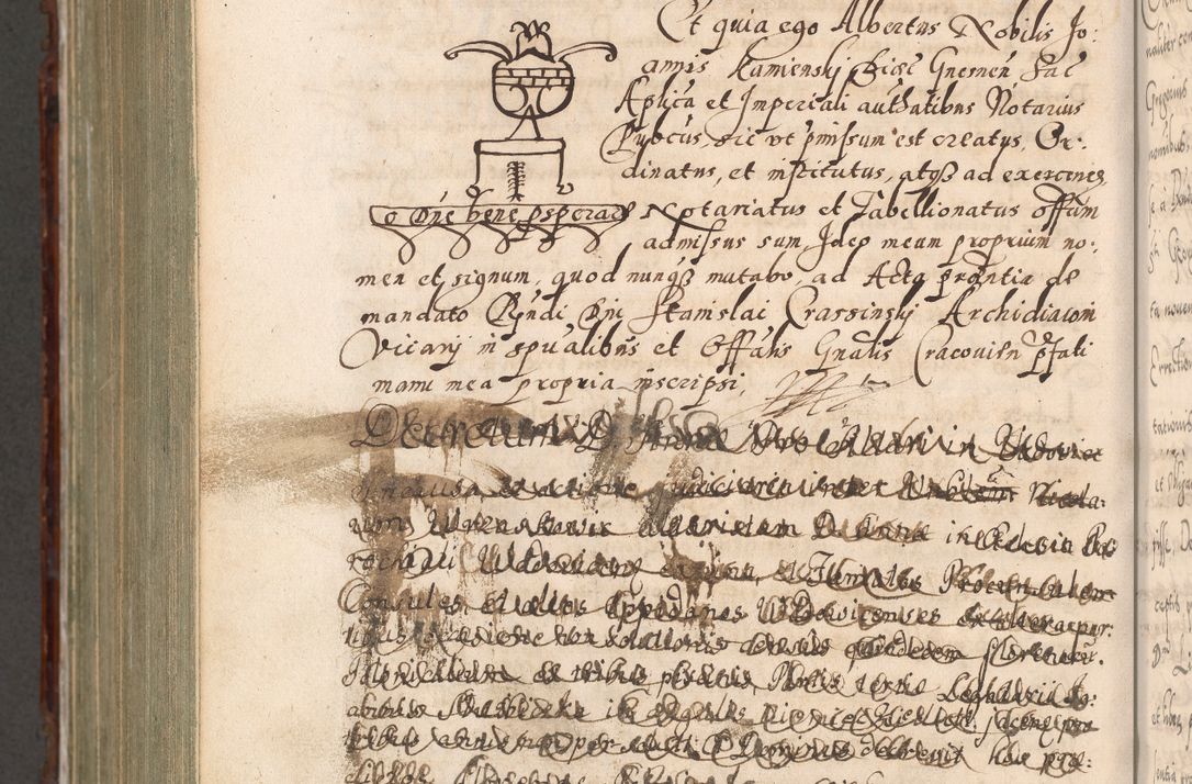 Zdjęcie nr 1145 dla obiektu archiwalnego: Illistrissimo et revedissimo in Christo Patre Domino Domino Georgio Rzadziwił Miserone Divina Sacrostae R. E. Tituli S. Sixti Presbitero Cardinali Duce in Olyka et Niesswiesz ad Gubernacula Ecclessiae Cracoviensis cuius administratorialem a Sancta Sede Apostolica obtinverat feliciter sedente. Acta actorum, causarum, sententiarum tam deffinitivarum quam interloquutoriarum decretorum, obligationum, quietationum, recognitionum, constitutionum procuratorum etc. coram Reverendo Domino Stanislao Crassinskz de Crasne Archidiacono Cracoviensis, Scholastico Gnesnesis, Custode Plocensis etc. Vicario et Officiali Generali Cracoviensi in Ano Domini Millesimo Quingentesimo Nonagesimo Primo cuius indictio quarta pontificatus SS. Domini Nostri Gregorii XIIII Anno I psius prio feliciter incipiut