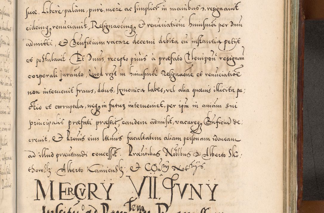 Zdjęcie nr 1135 dla obiektu archiwalnego: Illistrissimo et revedissimo in Christo Patre Domino Domino Georgio Rzadziwił Miserone Divina Sacrostae R. E. Tituli S. Sixti Presbitero Cardinali Duce in Olyka et Niesswiesz ad Gubernacula Ecclessiae Cracoviensis cuius administratorialem a Sancta Sede Apostolica obtinverat feliciter sedente. Acta actorum, causarum, sententiarum tam deffinitivarum quam interloquutoriarum decretorum, obligationum, quietationum, recognitionum, constitutionum procuratorum etc. coram Reverendo Domino Stanislao Crassinskz de Crasne Archidiacono Cracoviensis, Scholastico Gnesnesis, Custode Plocensis etc. Vicario et Officiali Generali Cracoviensi in Ano Domini Millesimo Quingentesimo Nonagesimo Primo cuius indictio quarta pontificatus SS. Domini Nostri Gregorii XIIII Anno I psius prio feliciter incipiut