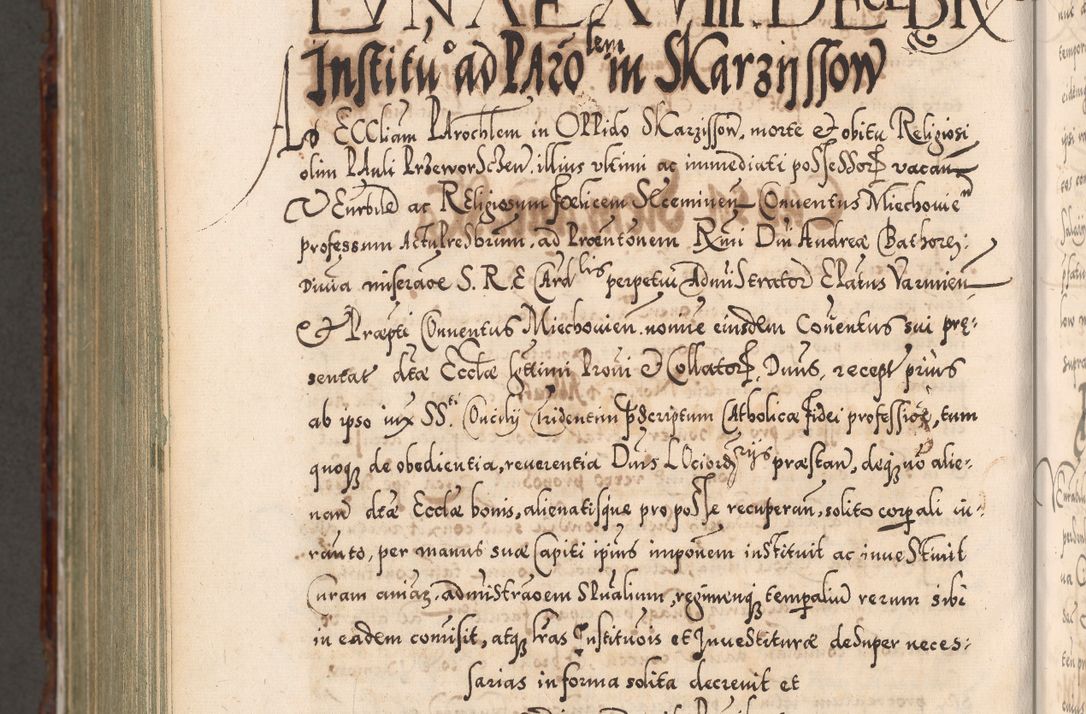 Zdjęcie nr 1258 dla obiektu archiwalnego: Illistrissimo et revedissimo in Christo Patre Domino Domino Georgio Rzadziwił Miserone Divina Sacrostae R. E. Tituli S. Sixti Presbitero Cardinali Duce in Olyka et Niesswiesz ad Gubernacula Ecclessiae Cracoviensis cuius administratorialem a Sancta Sede Apostolica obtinverat feliciter sedente. Acta actorum, causarum, sententiarum tam deffinitivarum quam interloquutoriarum decretorum, obligationum, quietationum, recognitionum, constitutionum procuratorum etc. coram Reverendo Domino Stanislao Crassinskz de Crasne Archidiacono Cracoviensis, Scholastico Gnesnesis, Custode Plocensis etc. Vicario et Officiali Generali Cracoviensi in Ano Domini Millesimo Quingentesimo Nonagesimo Primo cuius indictio quarta pontificatus SS. Domini Nostri Gregorii XIIII Anno I psius prio feliciter incipiut