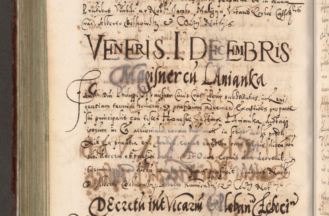 Zdjęcie nr 1243 dla obiektu archiwalnego: Illistrissimo et revedissimo in Christo Patre Domino Domino Georgio Rzadziwił Miserone Divina Sacrostae R. E. Tituli S. Sixti Presbitero Cardinali Duce in Olyka et Niesswiesz ad Gubernacula Ecclessiae Cracoviensis cuius administratorialem a Sancta Sede Apostolica obtinverat feliciter sedente. Acta actorum, causarum, sententiarum tam deffinitivarum quam interloquutoriarum decretorum, obligationum, quietationum, recognitionum, constitutionum procuratorum etc. coram Reverendo Domino Stanislao Crassinskz de Crasne Archidiacono Cracoviensis, Scholastico Gnesnesis, Custode Plocensis etc. Vicario et Officiali Generali Cracoviensi in Ano Domini Millesimo Quingentesimo Nonagesimo Primo cuius indictio quarta pontificatus SS. Domini Nostri Gregorii XIIII Anno I psius prio feliciter incipiut