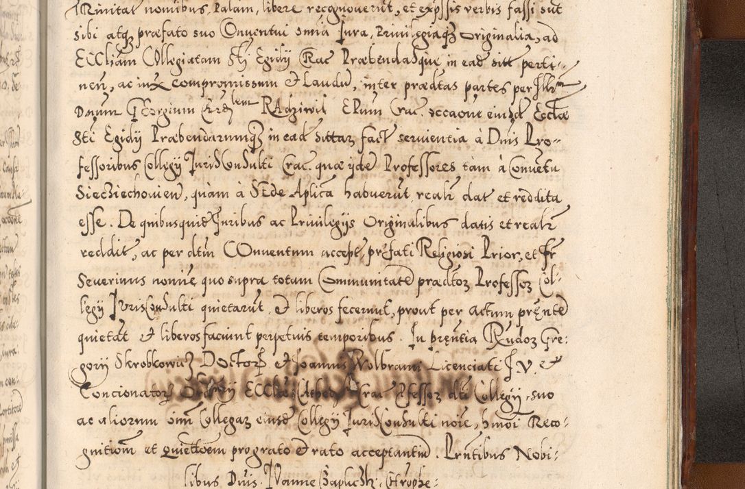 Zdjęcie nr 1232 dla obiektu archiwalnego: Illistrissimo et revedissimo in Christo Patre Domino Domino Georgio Rzadziwił Miserone Divina Sacrostae R. E. Tituli S. Sixti Presbitero Cardinali Duce in Olyka et Niesswiesz ad Gubernacula Ecclessiae Cracoviensis cuius administratorialem a Sancta Sede Apostolica obtinverat feliciter sedente. Acta actorum, causarum, sententiarum tam deffinitivarum quam interloquutoriarum decretorum, obligationum, quietationum, recognitionum, constitutionum procuratorum etc. coram Reverendo Domino Stanislao Crassinskz de Crasne Archidiacono Cracoviensis, Scholastico Gnesnesis, Custode Plocensis etc. Vicario et Officiali Generali Cracoviensi in Ano Domini Millesimo Quingentesimo Nonagesimo Primo cuius indictio quarta pontificatus SS. Domini Nostri Gregorii XIIII Anno I psius prio feliciter incipiut