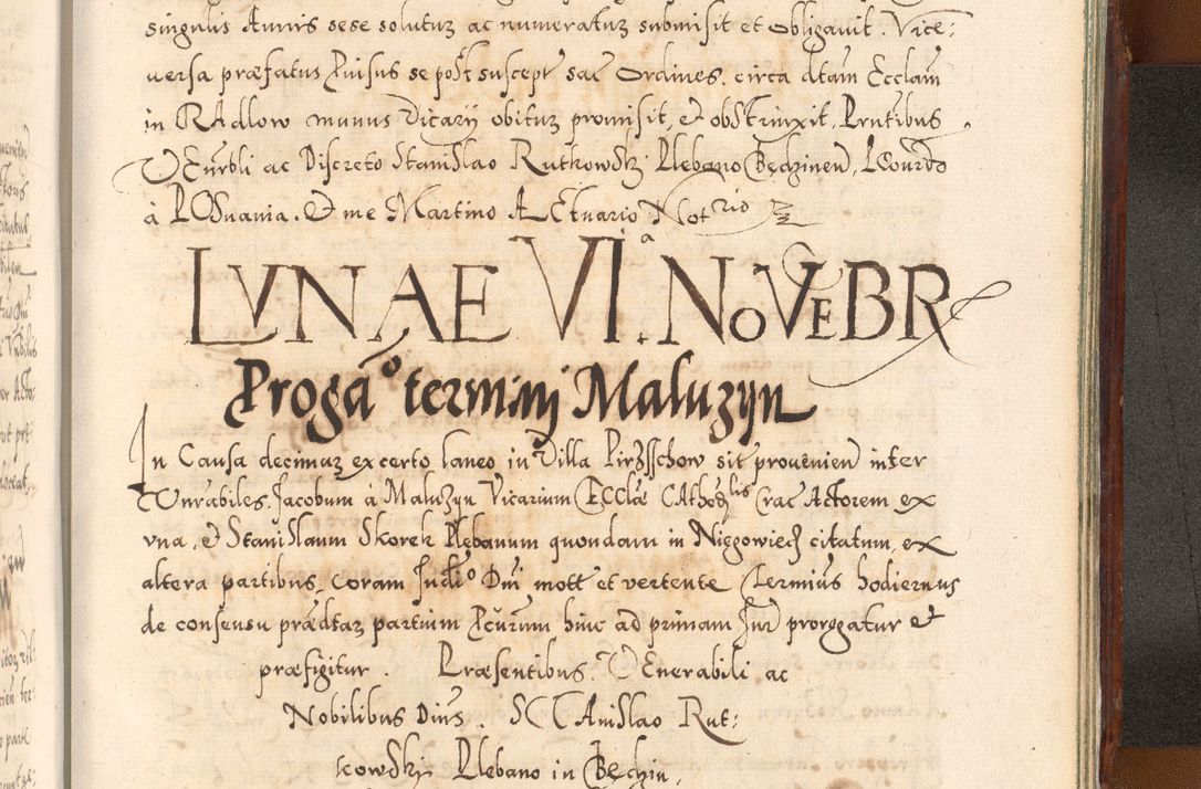 Zdjęcie nr 1218 dla obiektu archiwalnego: Illistrissimo et revedissimo in Christo Patre Domino Domino Georgio Rzadziwił Miserone Divina Sacrostae R. E. Tituli S. Sixti Presbitero Cardinali Duce in Olyka et Niesswiesz ad Gubernacula Ecclessiae Cracoviensis cuius administratorialem a Sancta Sede Apostolica obtinverat feliciter sedente. Acta actorum, causarum, sententiarum tam deffinitivarum quam interloquutoriarum decretorum, obligationum, quietationum, recognitionum, constitutionum procuratorum etc. coram Reverendo Domino Stanislao Crassinskz de Crasne Archidiacono Cracoviensis, Scholastico Gnesnesis, Custode Plocensis etc. Vicario et Officiali Generali Cracoviensi in Ano Domini Millesimo Quingentesimo Nonagesimo Primo cuius indictio quarta pontificatus SS. Domini Nostri Gregorii XIIII Anno I psius prio feliciter incipiut