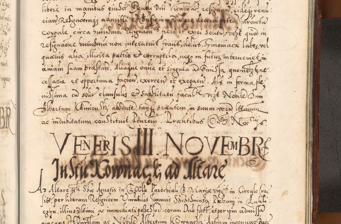 Zdjęcie nr 1216 dla obiektu archiwalnego: Illistrissimo et revedissimo in Christo Patre Domino Domino Georgio Rzadziwił Miserone Divina Sacrostae R. E. Tituli S. Sixti Presbitero Cardinali Duce in Olyka et Niesswiesz ad Gubernacula Ecclessiae Cracoviensis cuius administratorialem a Sancta Sede Apostolica obtinverat feliciter sedente. Acta actorum, causarum, sententiarum tam deffinitivarum quam interloquutoriarum decretorum, obligationum, quietationum, recognitionum, constitutionum procuratorum etc. coram Reverendo Domino Stanislao Crassinskz de Crasne Archidiacono Cracoviensis, Scholastico Gnesnesis, Custode Plocensis etc. Vicario et Officiali Generali Cracoviensi in Ano Domini Millesimo Quingentesimo Nonagesimo Primo cuius indictio quarta pontificatus SS. Domini Nostri Gregorii XIIII Anno I psius prio feliciter incipiut