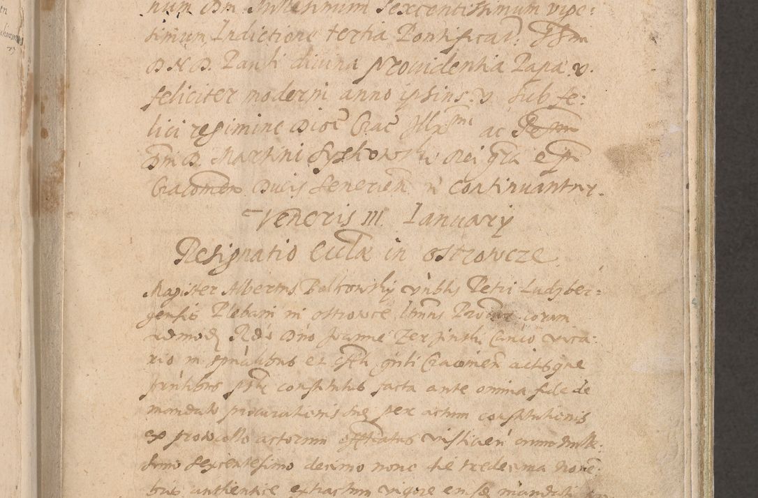 Zdjęcie nr 5 dla obiektu archiwalnego: Acta actorum causarum obligationum institutionum decretorum constitutionum quietationum resignationum cissionum et atiaru obsernationum tam indiciariarum quam extra indiciariarum coram Admodum Reverendo Domino Joanne Zerzynski Canonico Vicario in Spiritualibus et Officiali generali Cracoviensis ad Annum Domini Millesimum Sextentissimum Vigesimum Indictione tertia Pontificatus SSmi D. N. D. Pauli Divina pronidentia Papae V. foeliciter moderni anno ipsins subfelici regimine Diocesis Cracoviensis Illustrissimi ac Reverendissimi D. N. D. Martini Szyszkowski Deigratia Episcopus Cracoviensis Ducis Severiensis in continuantur.
