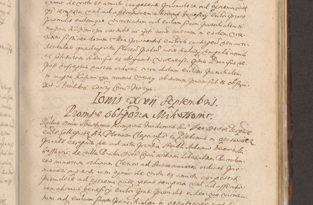 Zdjęcie nr 285 dla obiektu archiwalnego: Acta actorum causarum obligationum institutionum decretorum constitutionum quietationum resignationum cissionum et atiaru obsernationum tam indiciariarum quam extra indiciariarum coram Admodum Reverendo Domino Joanne Zerzynski Canonico Vicario in Spiritualibus et Officiali generali Cracoviensis ad Annum Domini Millesimum Sextentissimum Vigesimum Indictione tertia Pontificatus SSmi D. N. D. Pauli Divina pronidentia Papae V. foeliciter moderni anno ipsins subfelici regimine Diocesis Cracoviensis Illustrissimi ac Reverendissimi D. N. D. Martini Szyszkowski Deigratia Episcopus Cracoviensis Ducis Severiensis in continuantur.