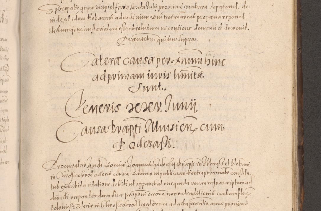 Zdjęcie nr 585 dla obiektu archiwalnego: Acta actorum causarum obligationum institutionum decretorum constitutionum quietationum resignationum cissionum et atiaru obsernationum tam indiciariarum quam extra indiciariarum coram Admodum Reverendo Domino Joanne Zerzynski Canonico Vicario in Spiritualibus et Officiali generali Cracoviensis ad Annum Domini Millesimum Sextentissimum Vigesimum Indictione tertia Pontificatus SSmi D. N. D. Pauli Divina pronidentia Papae V. foeliciter moderni anno ipsins subfelici regimine Diocesis Cracoviensis Illustrissimi ac Reverendissimi D. N. D. Martini Szyszkowski Deigratia Episcopus Cracoviensis Ducis Severiensis in continuantur.