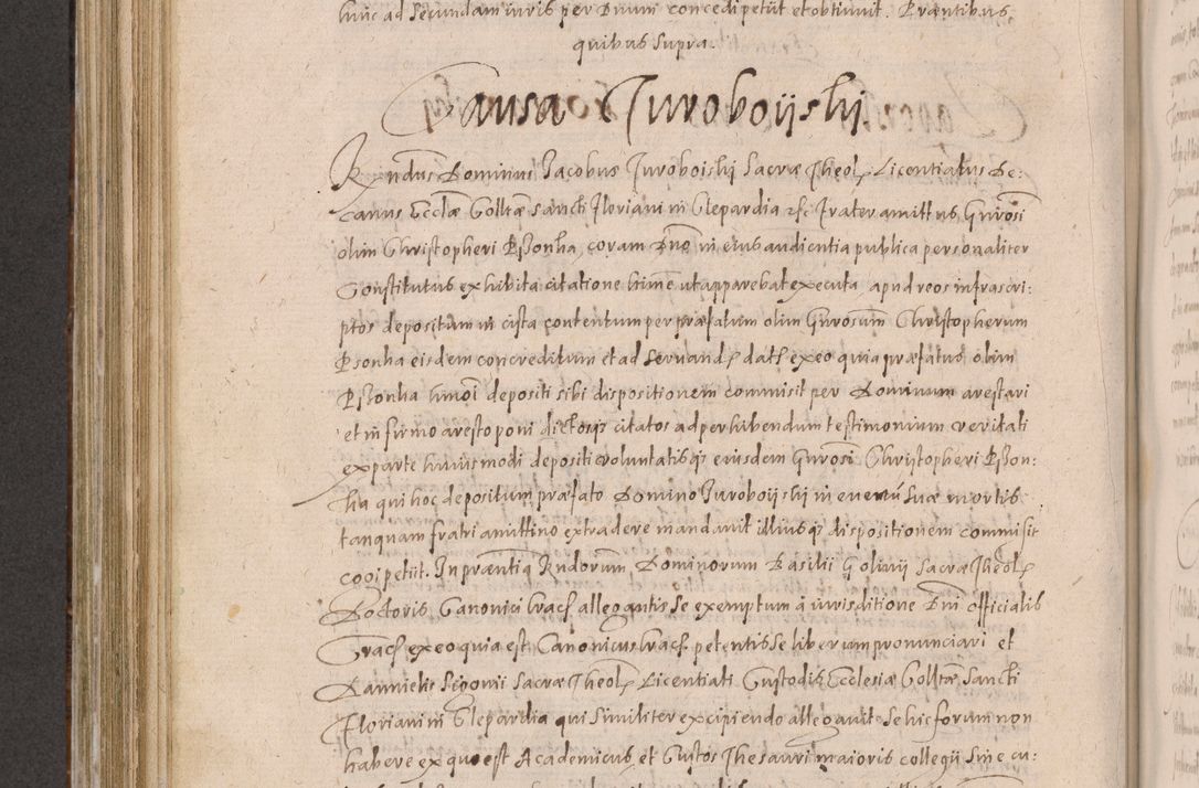 Zdjęcie nr 558 dla obiektu archiwalnego: Acta actorum causarum obligationum institutionum decretorum constitutionum quietationum resignationum cissionum et atiaru obsernationum tam indiciariarum quam extra indiciariarum coram Admodum Reverendo Domino Joanne Zerzynski Canonico Vicario in Spiritualibus et Officiali generali Cracoviensis ad Annum Domini Millesimum Sextentissimum Vigesimum Indictione tertia Pontificatus SSmi D. N. D. Pauli Divina pronidentia Papae V. foeliciter moderni anno ipsins subfelici regimine Diocesis Cracoviensis Illustrissimi ac Reverendissimi D. N. D. Martini Szyszkowski Deigratia Episcopus Cracoviensis Ducis Severiensis in continuantur.