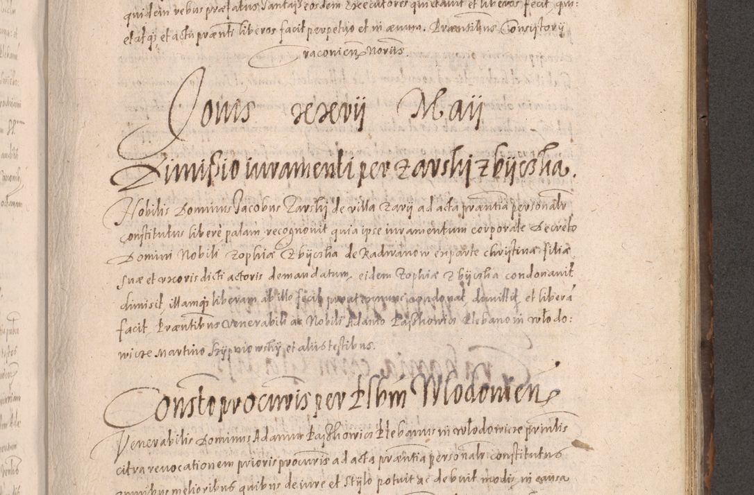Zdjęcie nr 555 dla obiektu archiwalnego: Acta actorum causarum obligationum institutionum decretorum constitutionum quietationum resignationum cissionum et atiaru obsernationum tam indiciariarum quam extra indiciariarum coram Admodum Reverendo Domino Joanne Zerzynski Canonico Vicario in Spiritualibus et Officiali generali Cracoviensis ad Annum Domini Millesimum Sextentissimum Vigesimum Indictione tertia Pontificatus SSmi D. N. D. Pauli Divina pronidentia Papae V. foeliciter moderni anno ipsins subfelici regimine Diocesis Cracoviensis Illustrissimi ac Reverendissimi D. N. D. Martini Szyszkowski Deigratia Episcopus Cracoviensis Ducis Severiensis in continuantur.