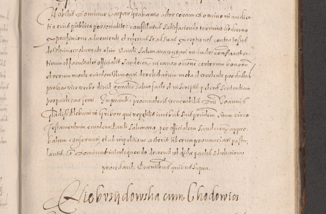 Zdjęcie nr 607 dla obiektu archiwalnego: Acta actorum causarum obligationum institutionum decretorum constitutionum quietationum resignationum cissionum et atiaru obsernationum tam indiciariarum quam extra indiciariarum coram Admodum Reverendo Domino Joanne Zerzynski Canonico Vicario in Spiritualibus et Officiali generali Cracoviensis ad Annum Domini Millesimum Sextentissimum Vigesimum Indictione tertia Pontificatus SSmi D. N. D. Pauli Divina pronidentia Papae V. foeliciter moderni anno ipsins subfelici regimine Diocesis Cracoviensis Illustrissimi ac Reverendissimi D. N. D. Martini Szyszkowski Deigratia Episcopus Cracoviensis Ducis Severiensis in continuantur.
