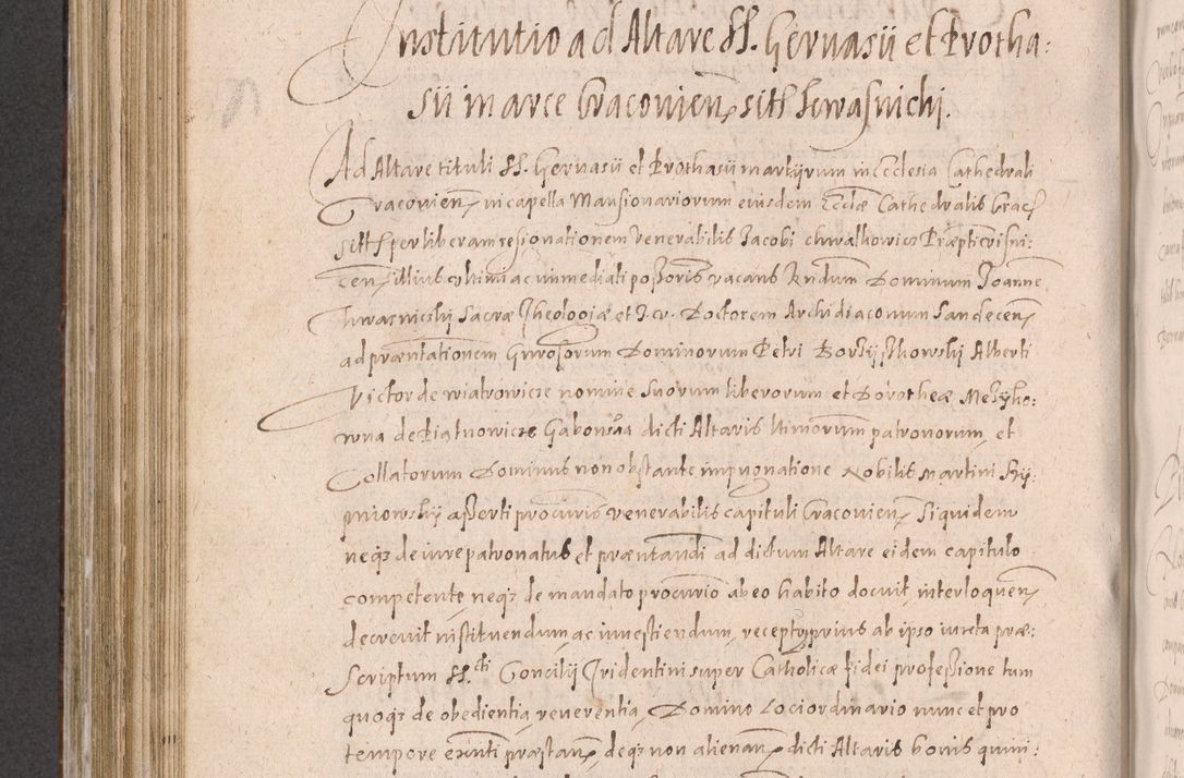 Zdjęcie nr 608 dla obiektu archiwalnego: Acta actorum causarum obligationum institutionum decretorum constitutionum quietationum resignationum cissionum et atiaru obsernationum tam indiciariarum quam extra indiciariarum coram Admodum Reverendo Domino Joanne Zerzynski Canonico Vicario in Spiritualibus et Officiali generali Cracoviensis ad Annum Domini Millesimum Sextentissimum Vigesimum Indictione tertia Pontificatus SSmi D. N. D. Pauli Divina pronidentia Papae V. foeliciter moderni anno ipsins subfelici regimine Diocesis Cracoviensis Illustrissimi ac Reverendissimi D. N. D. Martini Szyszkowski Deigratia Episcopus Cracoviensis Ducis Severiensis in continuantur.