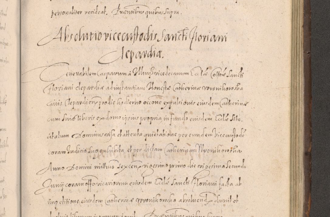 Zdjęcie nr 801 dla obiektu archiwalnego: Acta actorum causarum obligationum institutionum decretorum constitutionum quietationum resignationum cissionum et atiaru obsernationum tam indiciariarum quam extra indiciariarum coram Admodum Reverendo Domino Joanne Zerzynski Canonico Vicario in Spiritualibus et Officiali generali Cracoviensis ad Annum Domini Millesimum Sextentissimum Vigesimum Indictione tertia Pontificatus SSmi D. N. D. Pauli Divina pronidentia Papae V. foeliciter moderni anno ipsins subfelici regimine Diocesis Cracoviensis Illustrissimi ac Reverendissimi D. N. D. Martini Szyszkowski Deigratia Episcopus Cracoviensis Ducis Severiensis in continuantur.