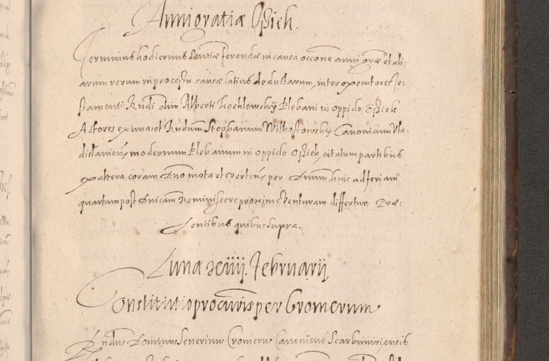 Zdjęcie nr 785 dla obiektu archiwalnego: Acta actorum causarum obligationum institutionum decretorum constitutionum quietationum resignationum cissionum et atiaru obsernationum tam indiciariarum quam extra indiciariarum coram Admodum Reverendo Domino Joanne Zerzynski Canonico Vicario in Spiritualibus et Officiali generali Cracoviensis ad Annum Domini Millesimum Sextentissimum Vigesimum Indictione tertia Pontificatus SSmi D. N. D. Pauli Divina pronidentia Papae V. foeliciter moderni anno ipsins subfelici regimine Diocesis Cracoviensis Illustrissimi ac Reverendissimi D. N. D. Martini Szyszkowski Deigratia Episcopus Cracoviensis Ducis Severiensis in continuantur.