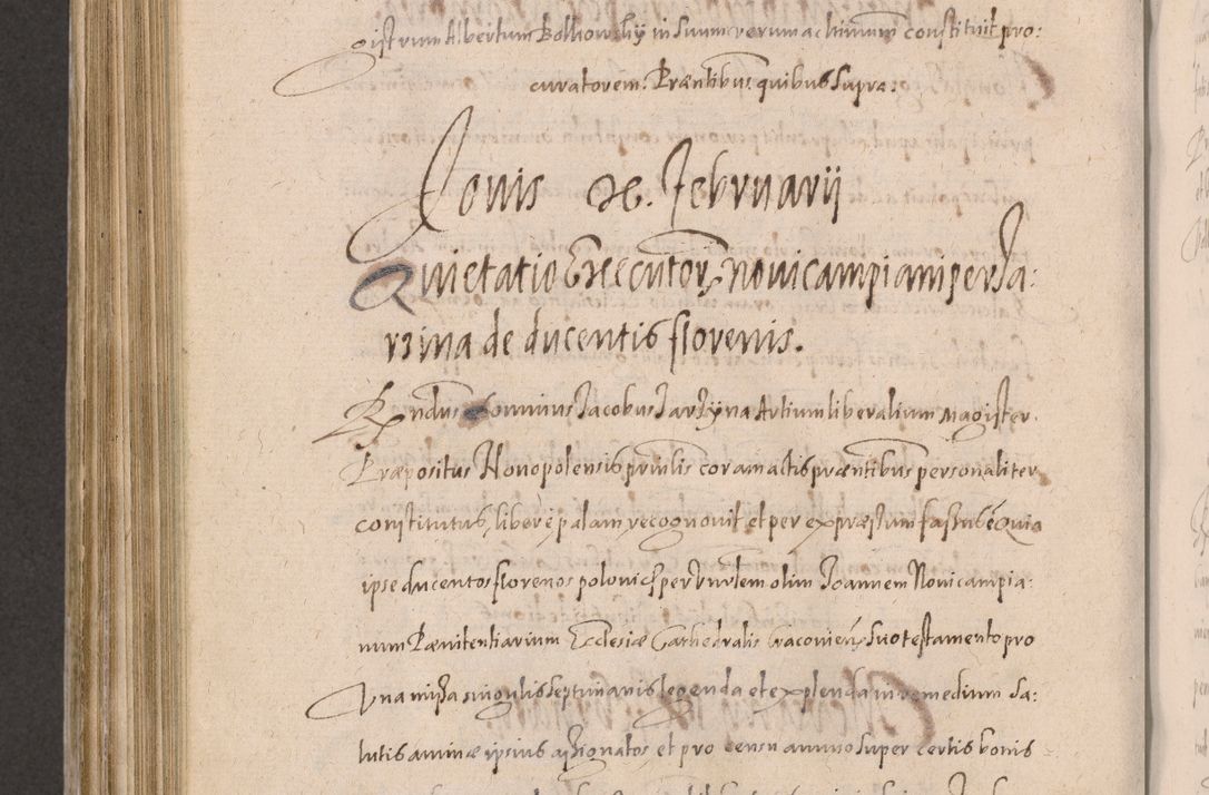 Zdjęcie nr 776 dla obiektu archiwalnego: Acta actorum causarum obligationum institutionum decretorum constitutionum quietationum resignationum cissionum et atiaru obsernationum tam indiciariarum quam extra indiciariarum coram Admodum Reverendo Domino Joanne Zerzynski Canonico Vicario in Spiritualibus et Officiali generali Cracoviensis ad Annum Domini Millesimum Sextentissimum Vigesimum Indictione tertia Pontificatus SSmi D. N. D. Pauli Divina pronidentia Papae V. foeliciter moderni anno ipsins subfelici regimine Diocesis Cracoviensis Illustrissimi ac Reverendissimi D. N. D. Martini Szyszkowski Deigratia Episcopus Cracoviensis Ducis Severiensis in continuantur.