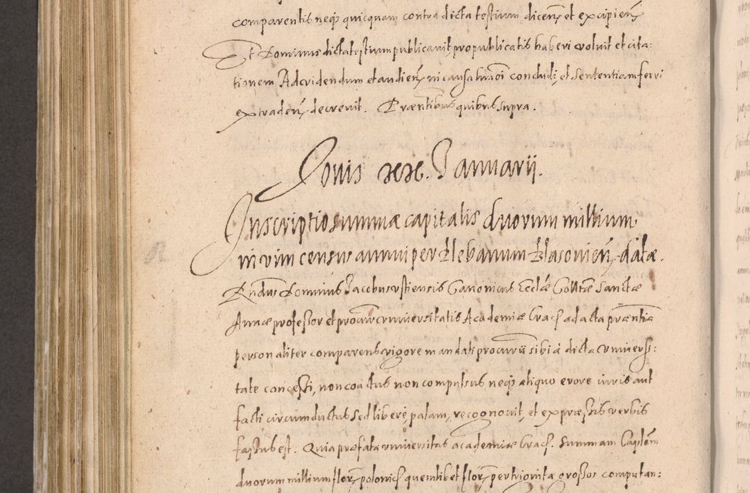 Zdjęcie nr 748 dla obiektu archiwalnego: Acta actorum causarum obligationum institutionum decretorum constitutionum quietationum resignationum cissionum et atiaru obsernationum tam indiciariarum quam extra indiciariarum coram Admodum Reverendo Domino Joanne Zerzynski Canonico Vicario in Spiritualibus et Officiali generali Cracoviensis ad Annum Domini Millesimum Sextentissimum Vigesimum Indictione tertia Pontificatus SSmi D. N. D. Pauli Divina pronidentia Papae V. foeliciter moderni anno ipsins subfelici regimine Diocesis Cracoviensis Illustrissimi ac Reverendissimi D. N. D. Martini Szyszkowski Deigratia Episcopus Cracoviensis Ducis Severiensis in continuantur.